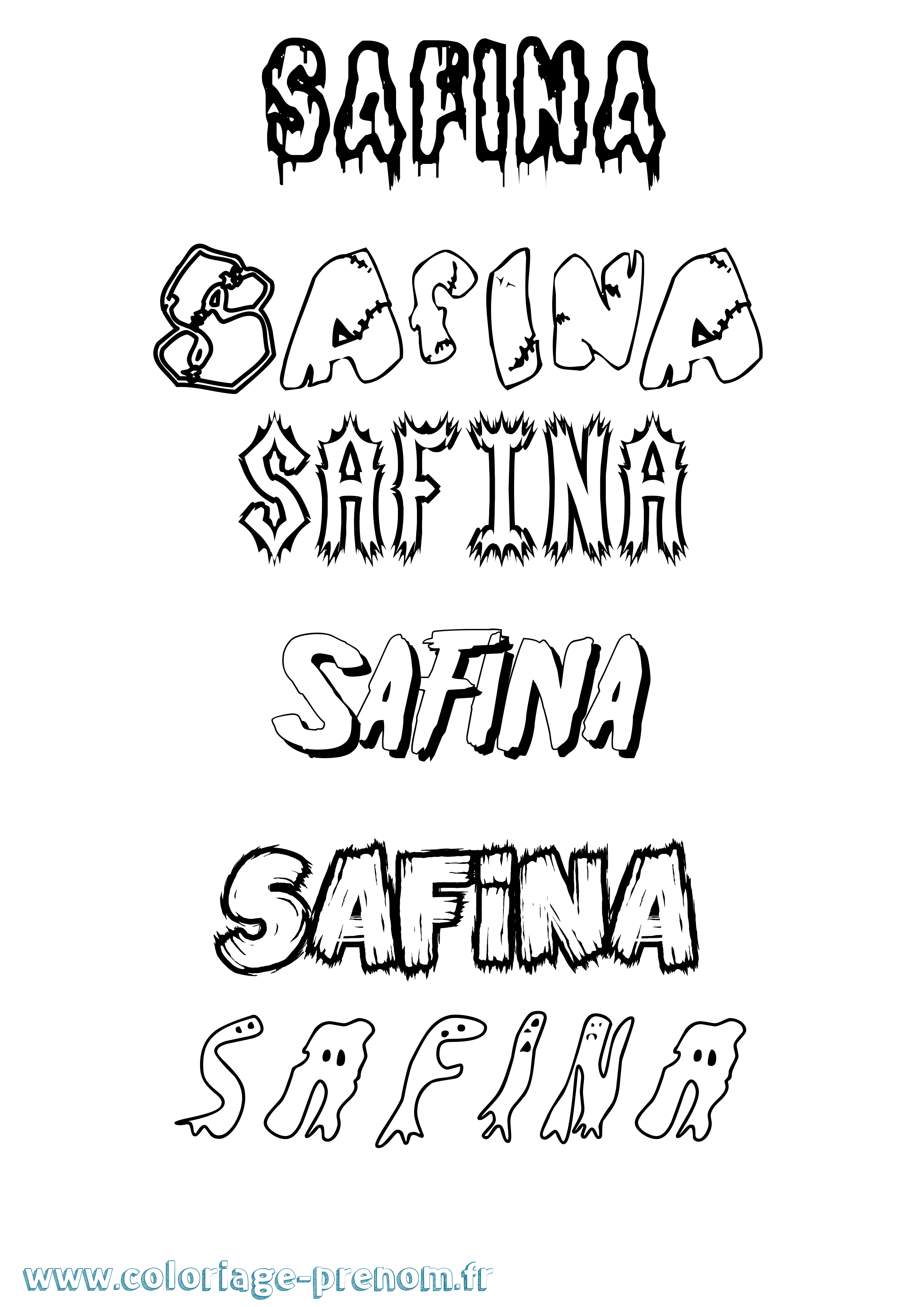 Coloriage Safina Frisson Coloriage prénom Safina Frisson