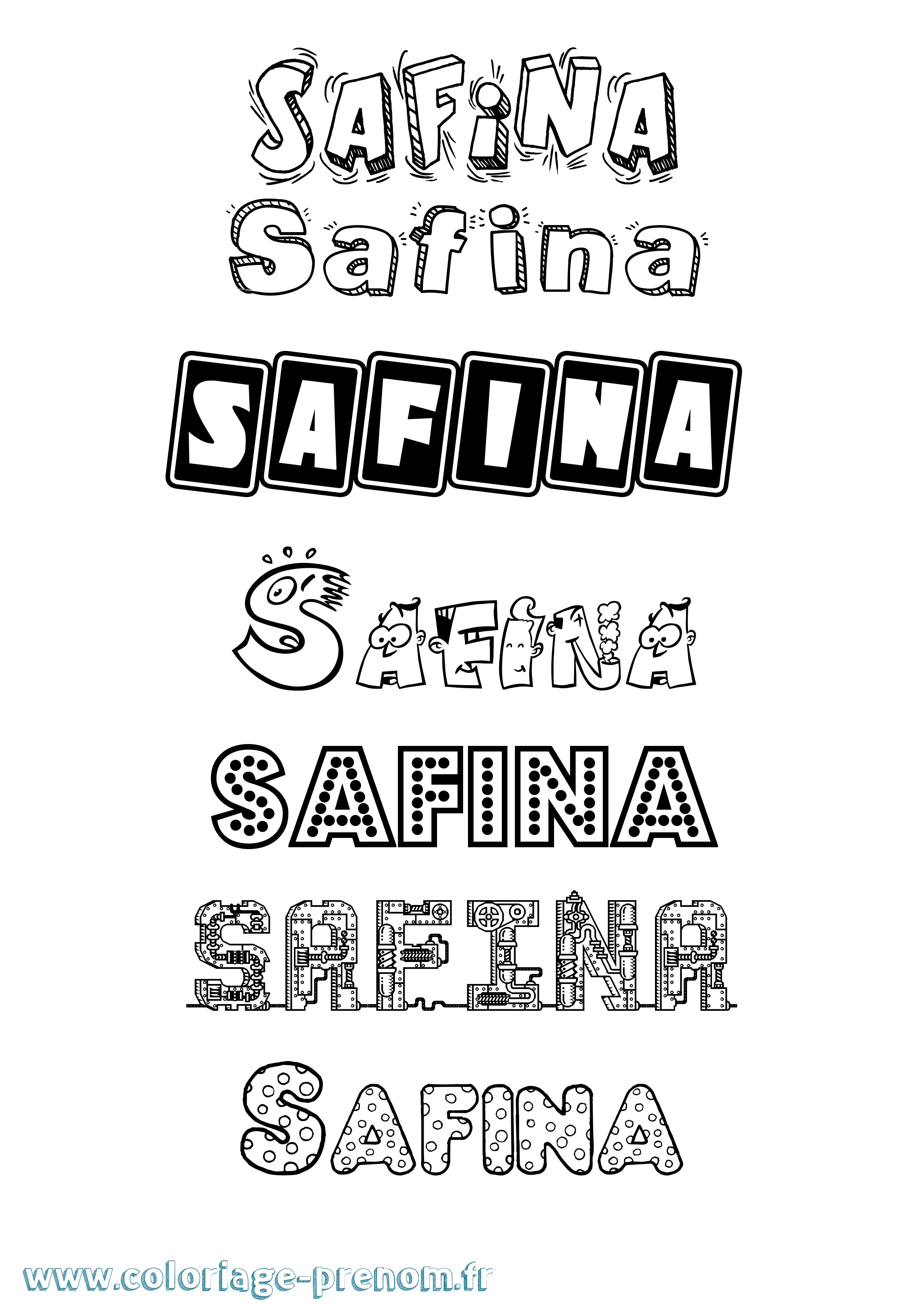 Coloriage Safina Fun Coloriage prénom Safina Fun