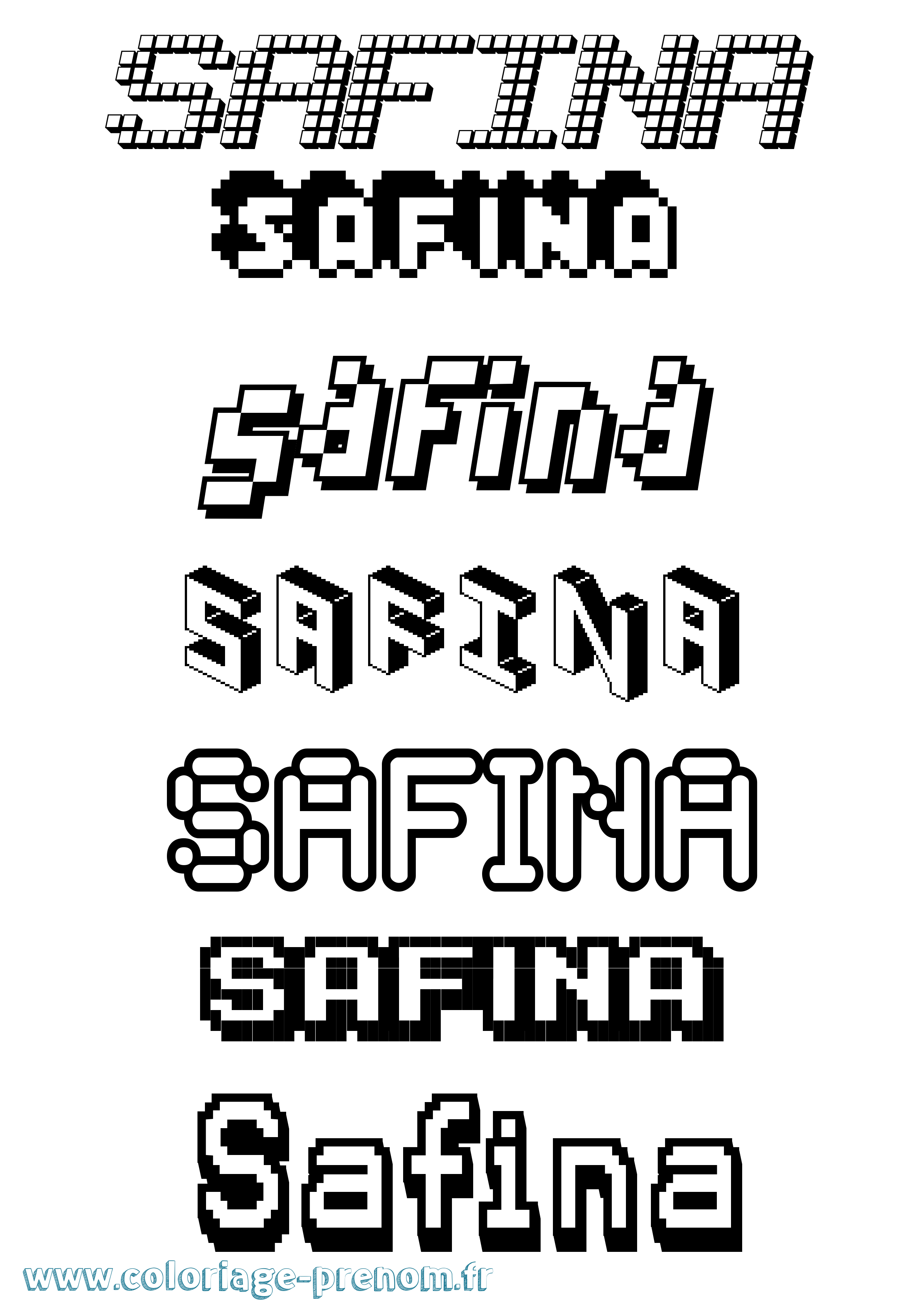 Coloriage Safina Pixel Coloriage prénom Safina Pixel