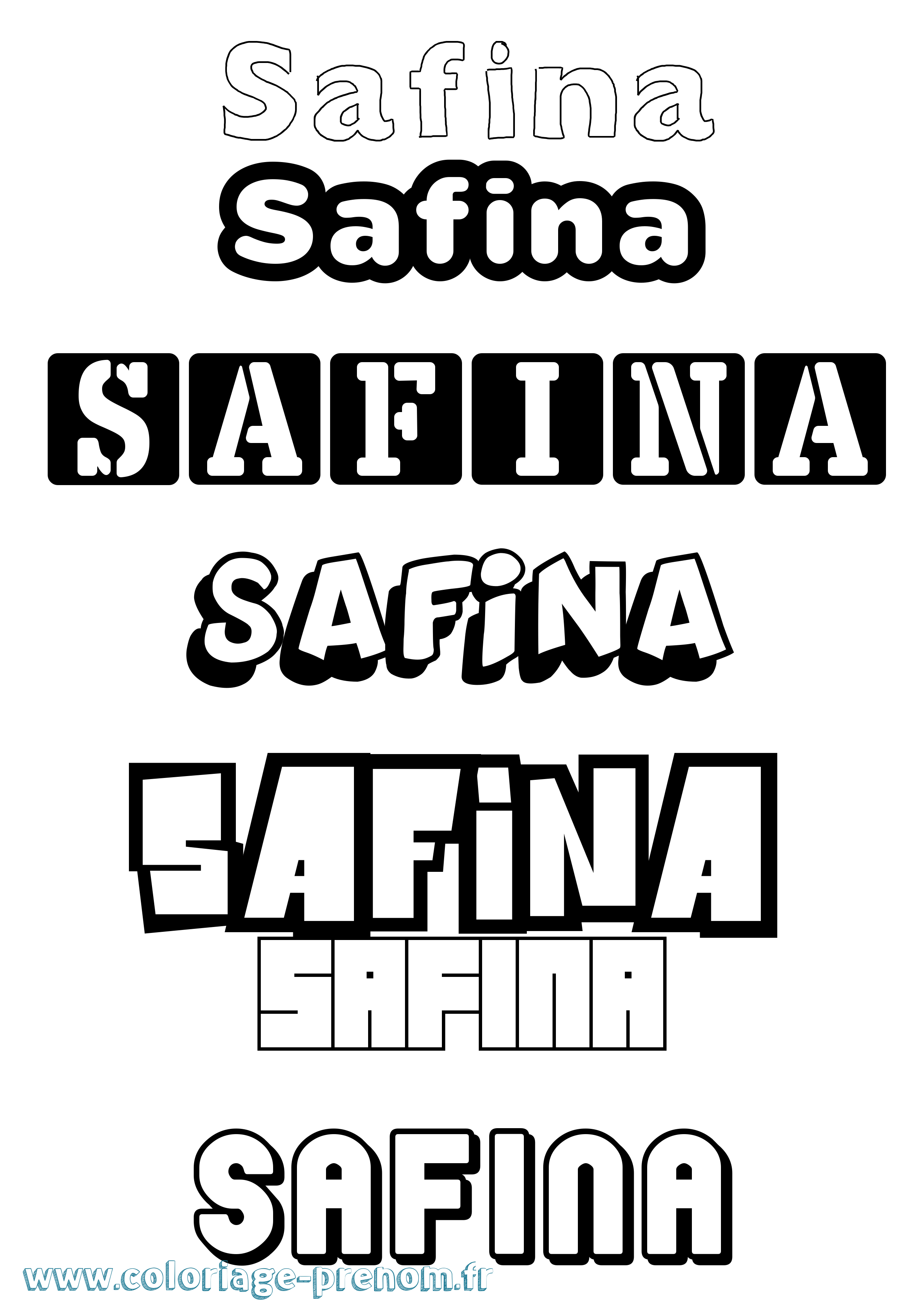 Coloriage Safina Simple Coloriage prénom Safina Simple