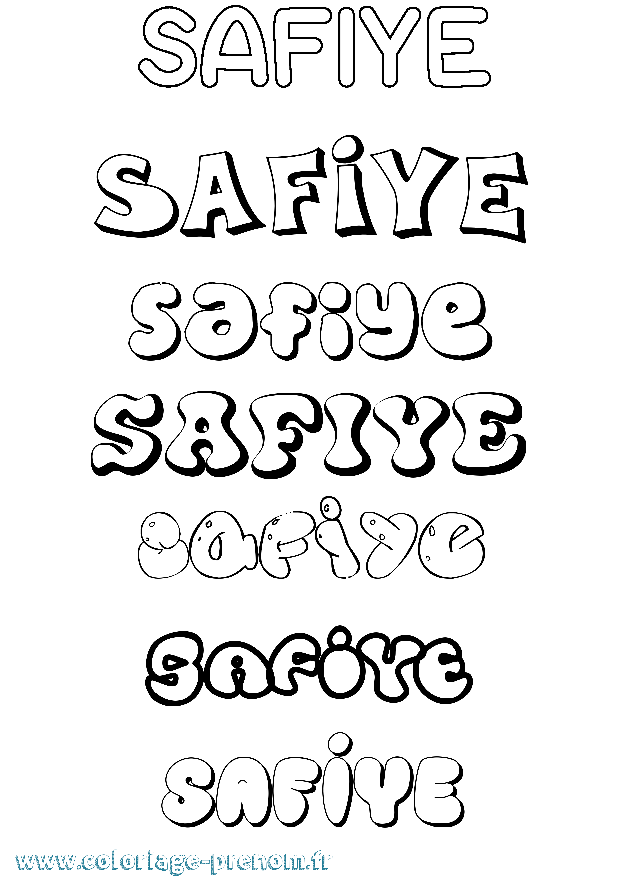 Coloriage Safiye Bubble Coloriage prénom Safiye Bubble