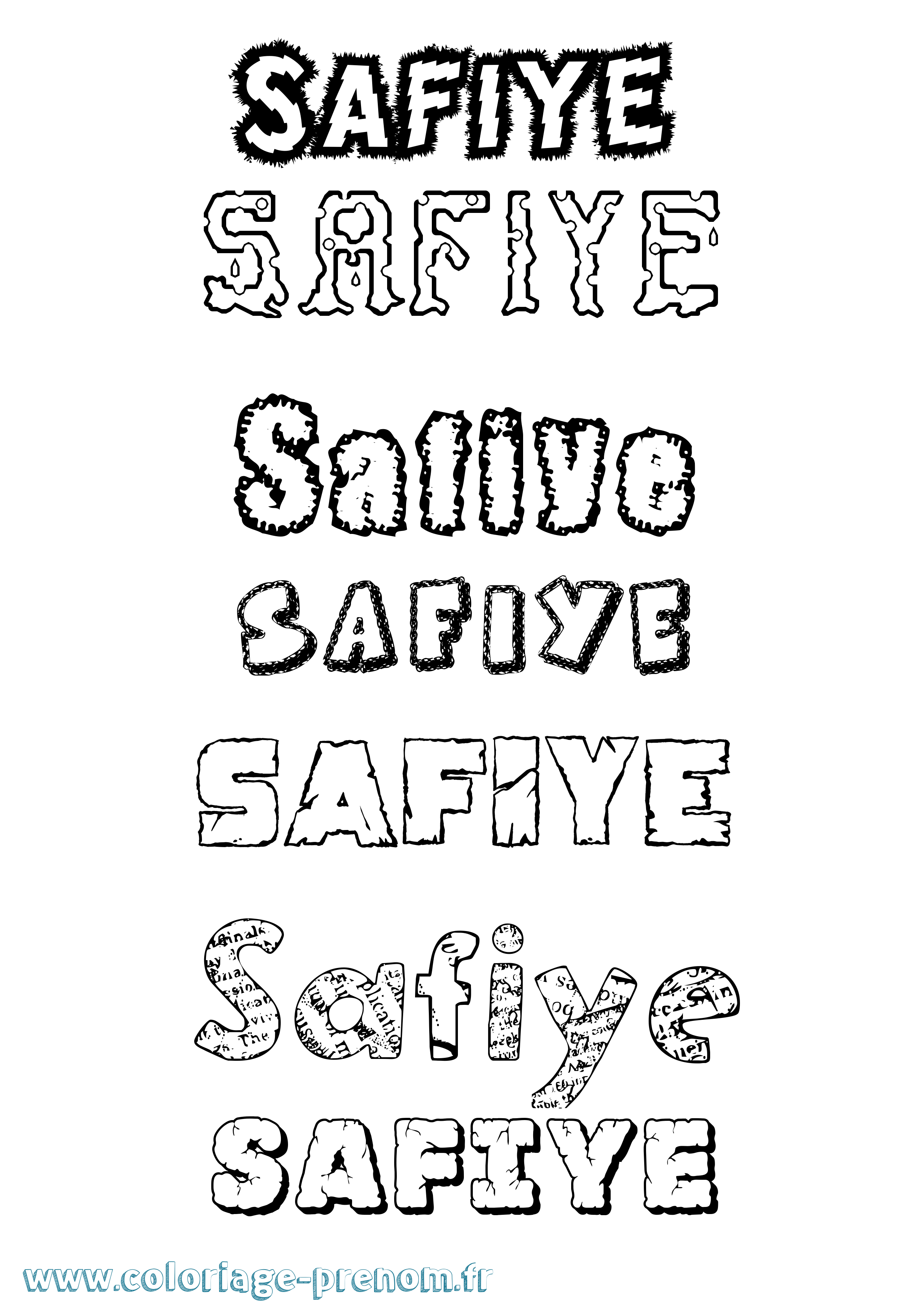 Coloriage Safiye Destructuré Coloriage prénom Safiye Destructuré