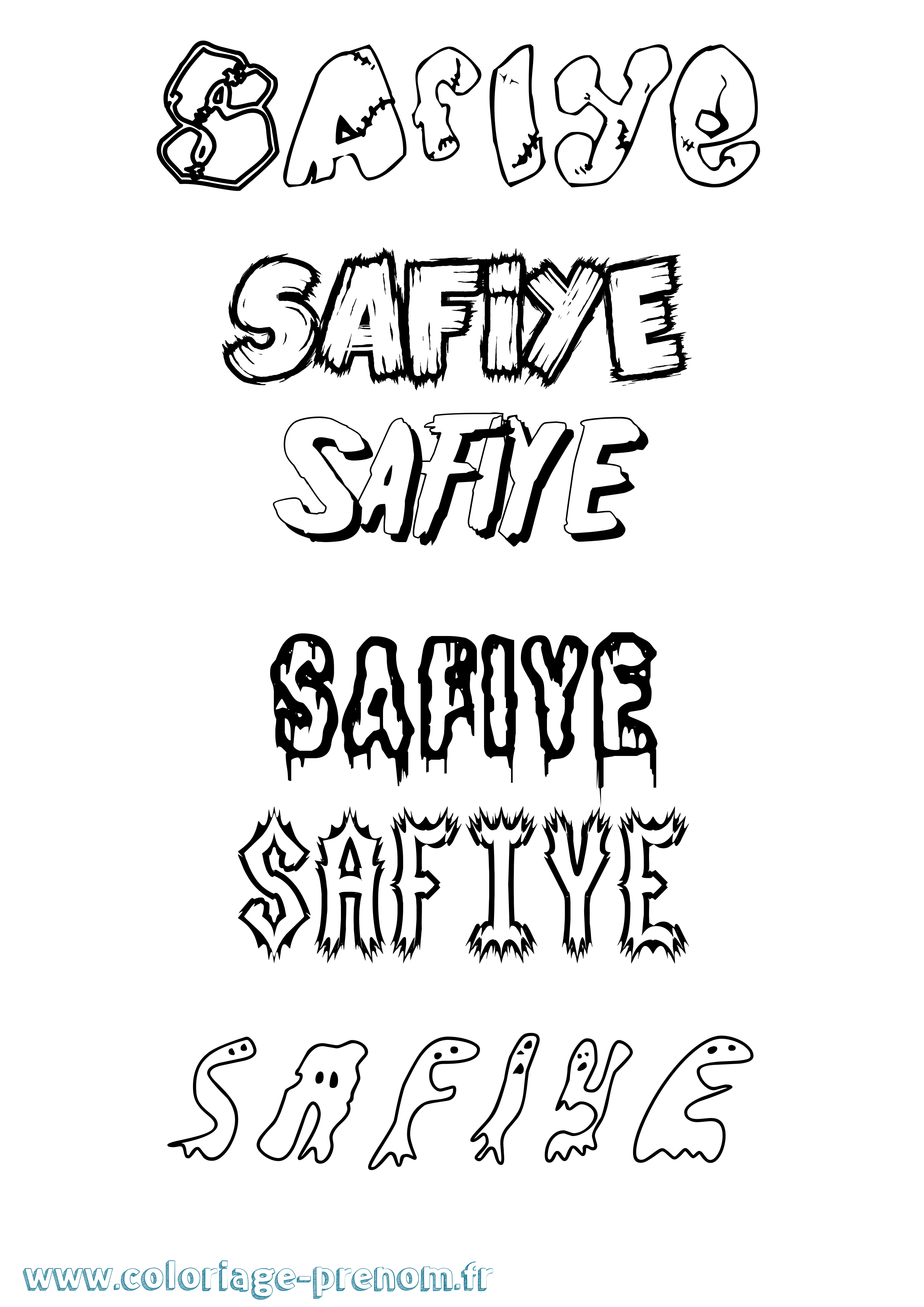Coloriage Safiye Frisson Coloriage prénom Safiye Frisson