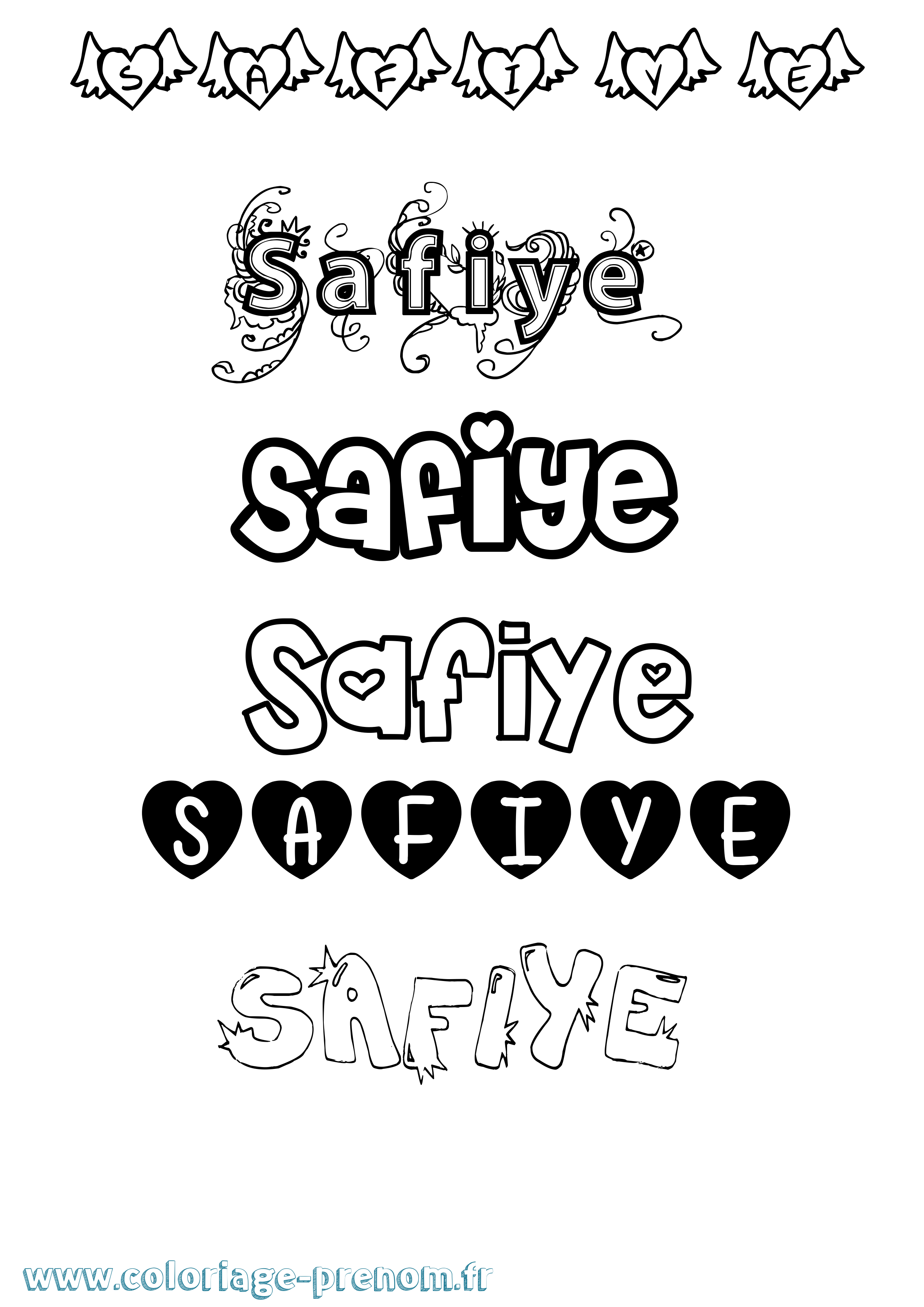 Coloriage Safiye Girly Coloriage prénom Safiye Girly