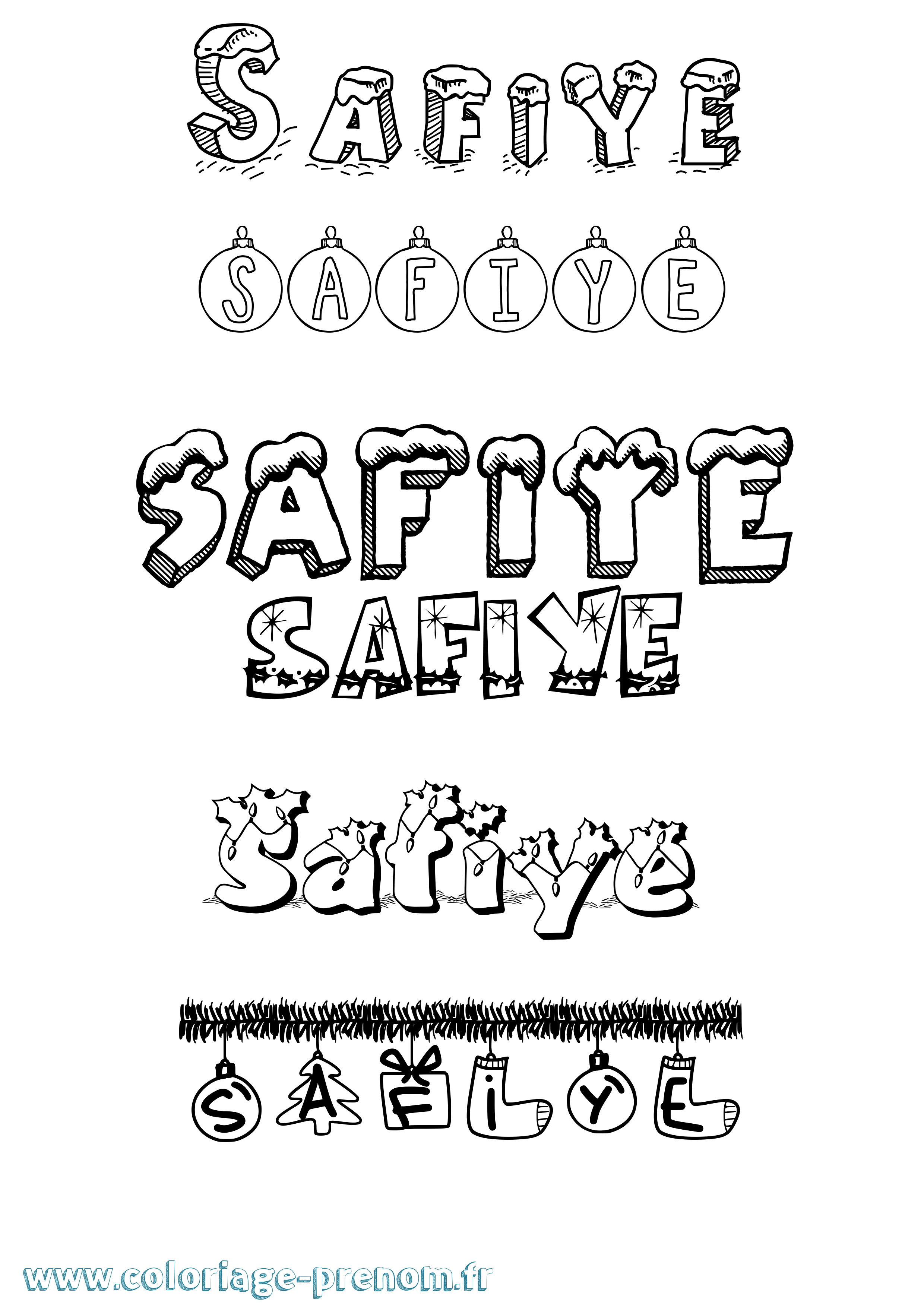 Coloriage Safiye Noël Coloriage prénom Safiye Noël