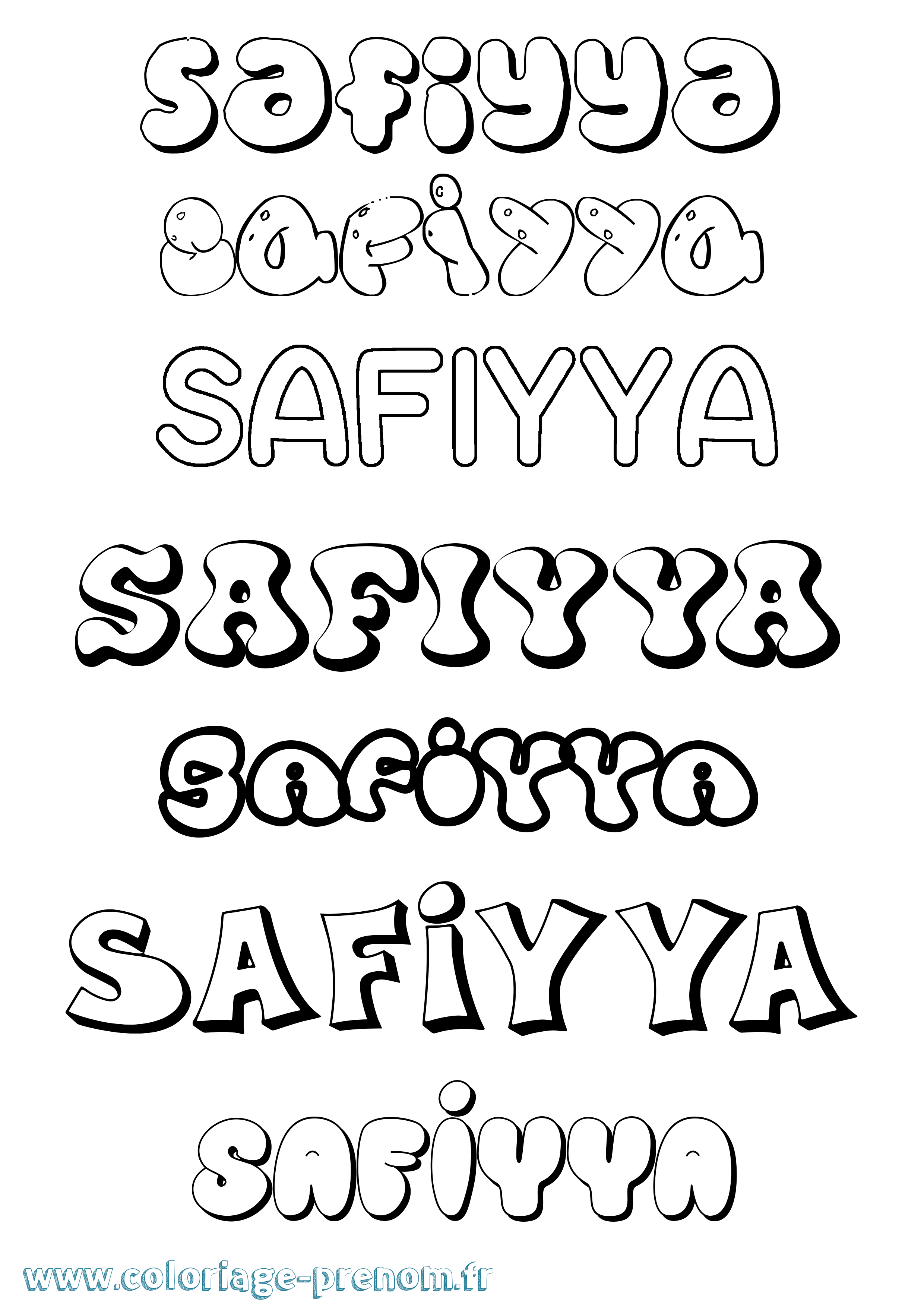 Coloriage Safiyya Bubble Coloriage prénom Safiyya Bubble