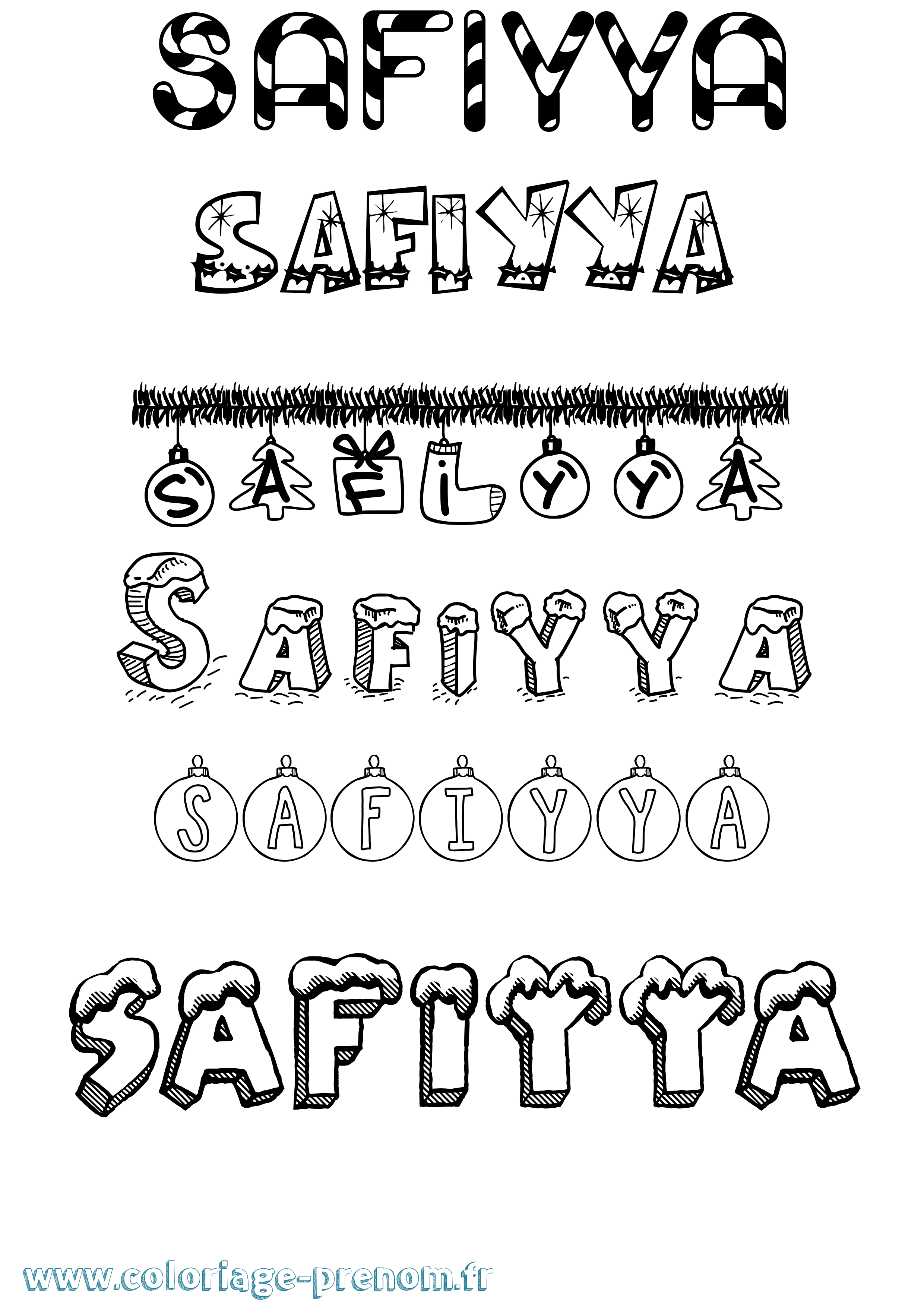 Coloriage Safiyya Noël Coloriage prénom Safiyya Noël