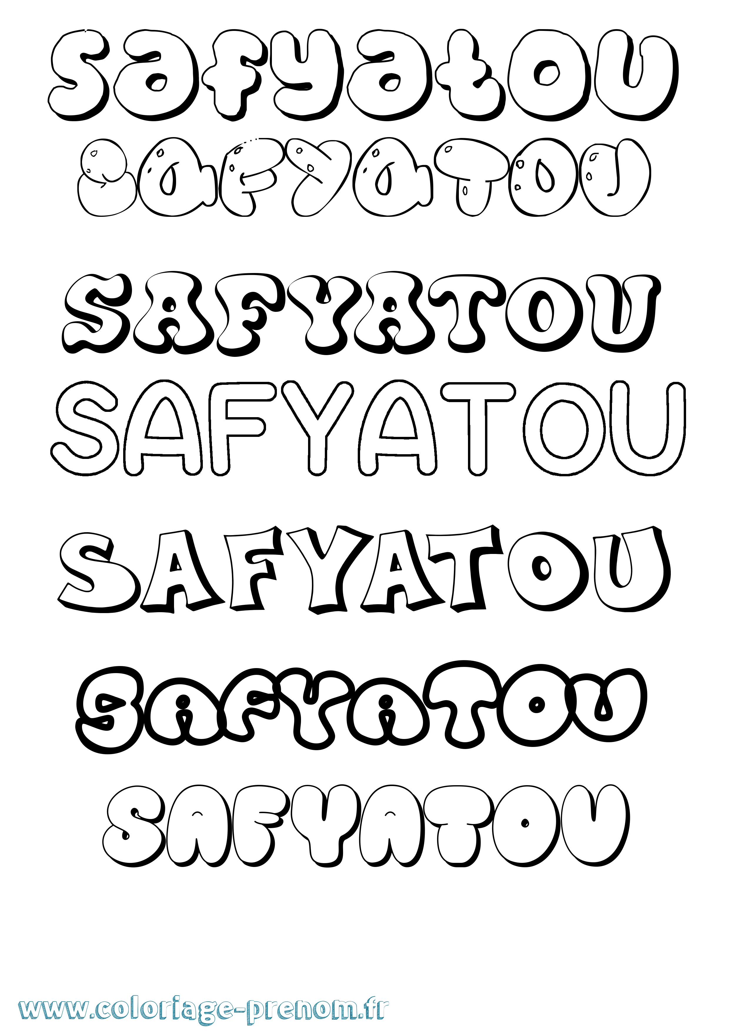 Coloriage Safyatou Bubble Coloriage prénom Safyatou Bubble