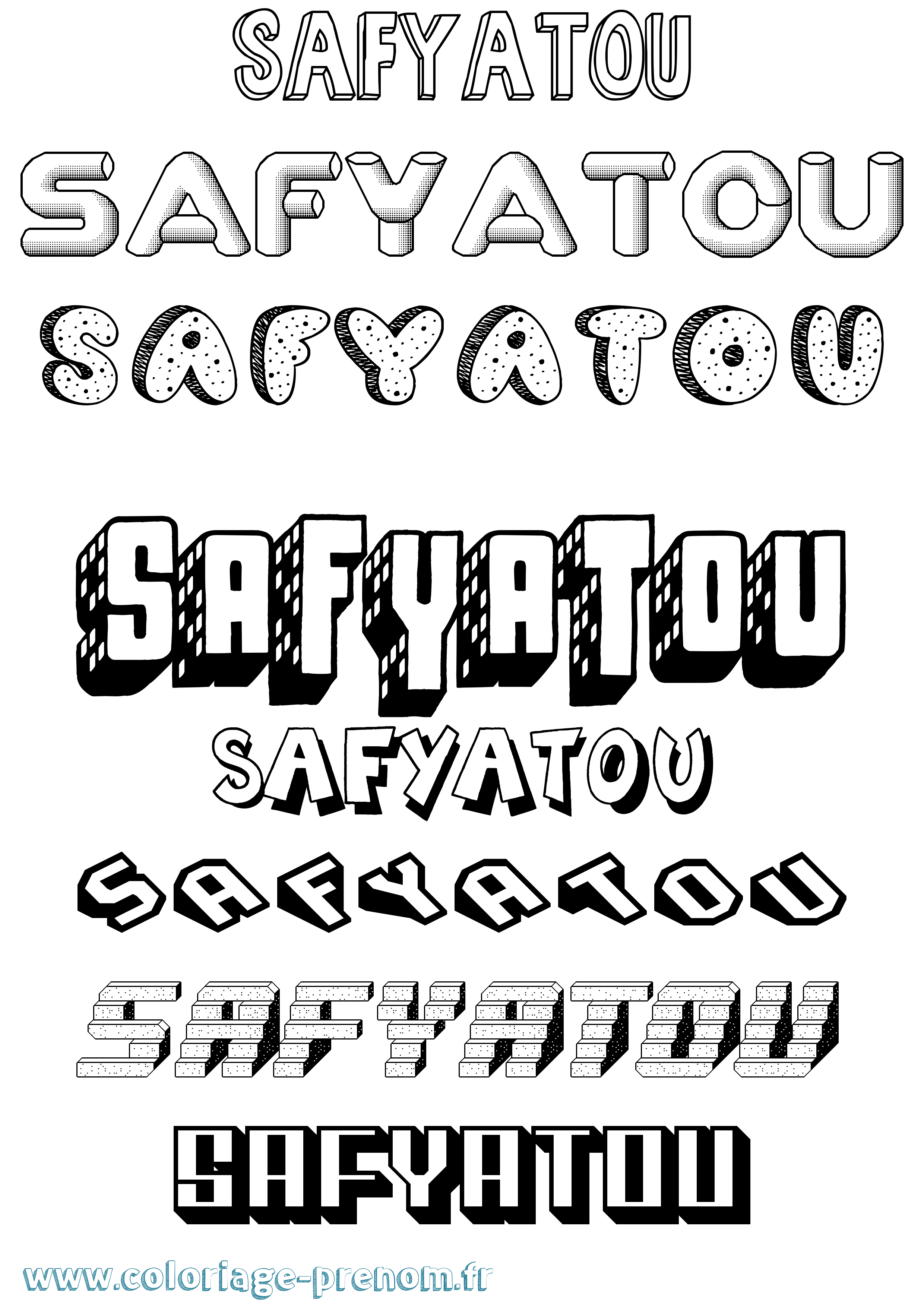 Coloriage Safyatou Effet 3D Coloriage prénom Safyatou Effet 3D