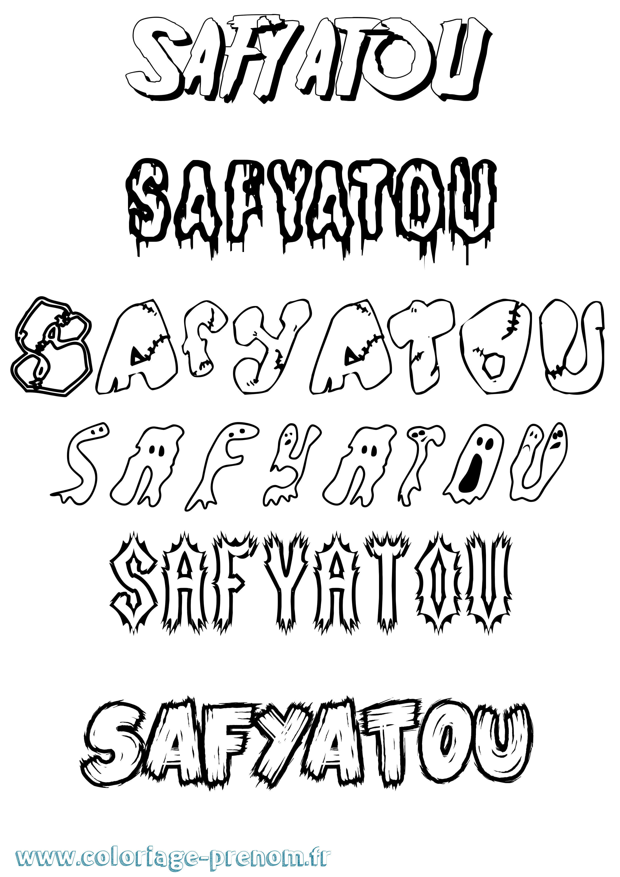 Coloriage Safyatou Frisson Coloriage prénom Safyatou Frisson