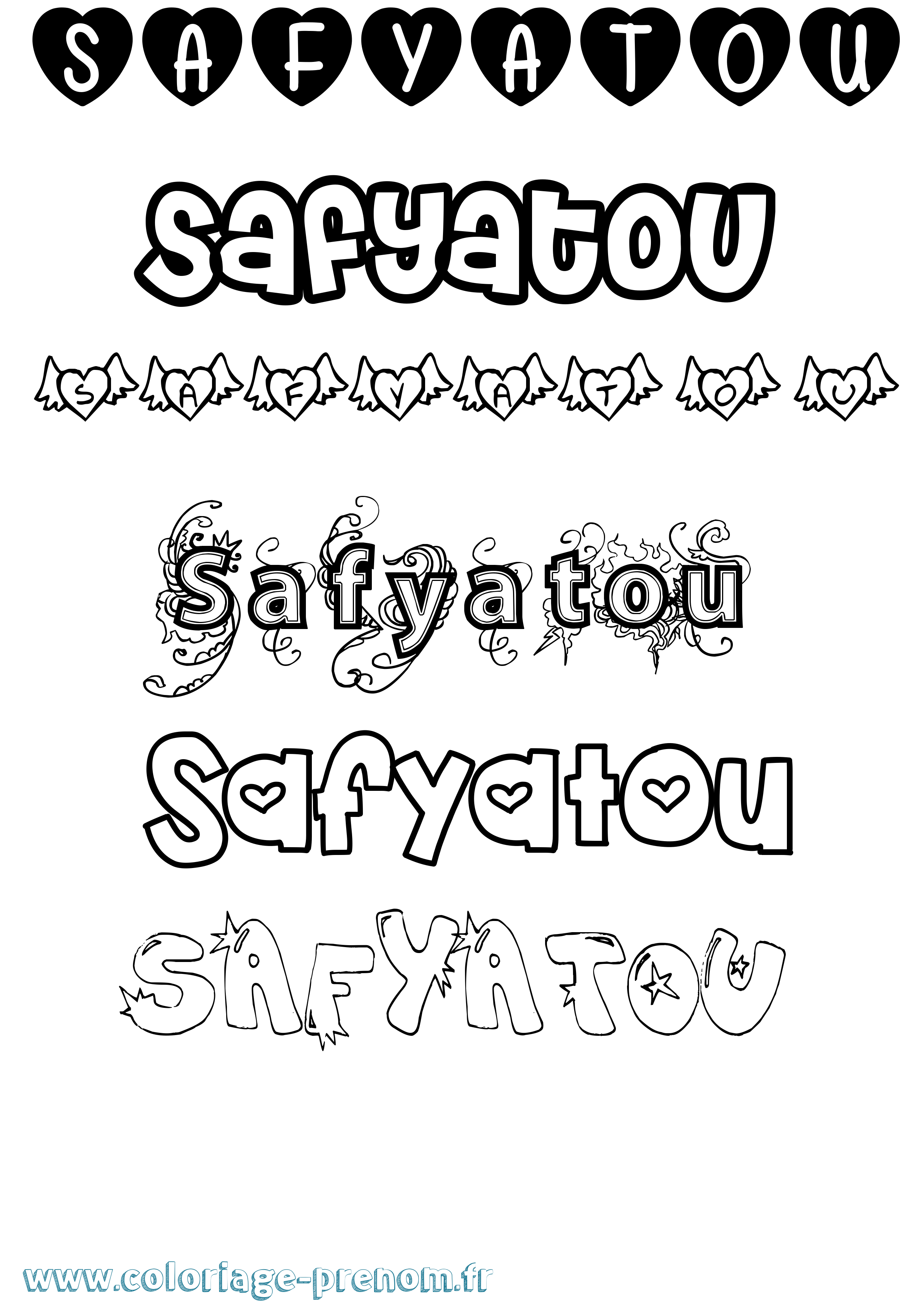 Coloriage Safyatou Girly Coloriage prénom Safyatou Girly
