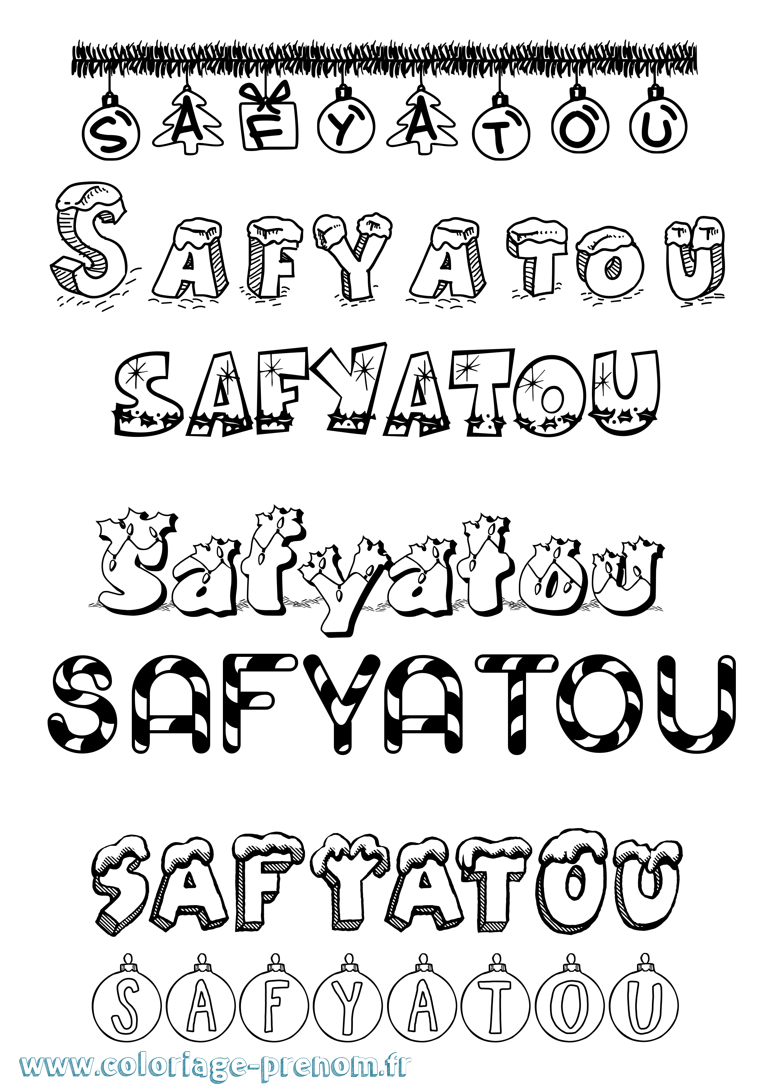 Coloriage Safyatou Noël Coloriage prénom Safyatou Noël
