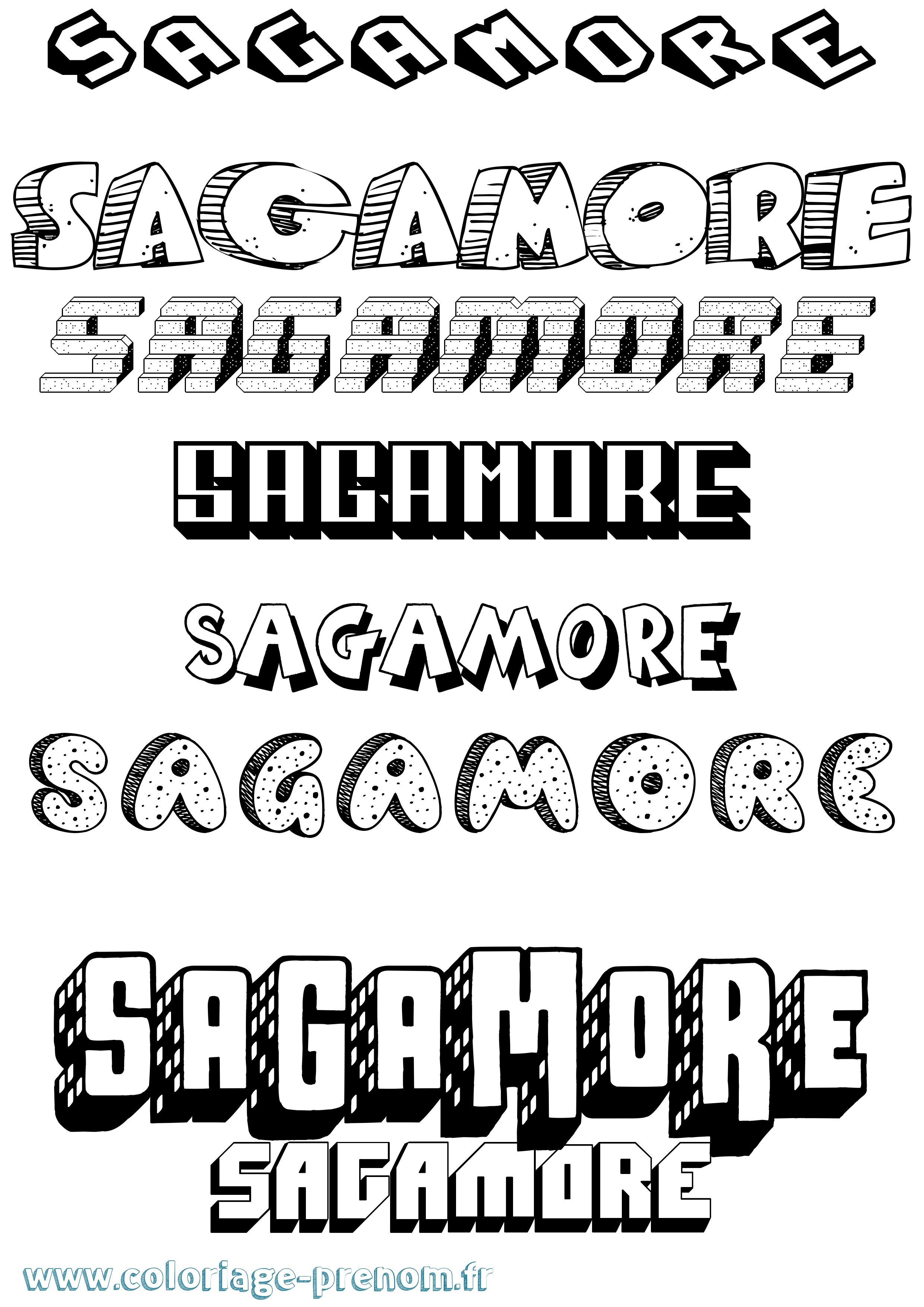 Coloriage Sagamore Effet 3D Coloriage prénom Sagamore Effet 3D