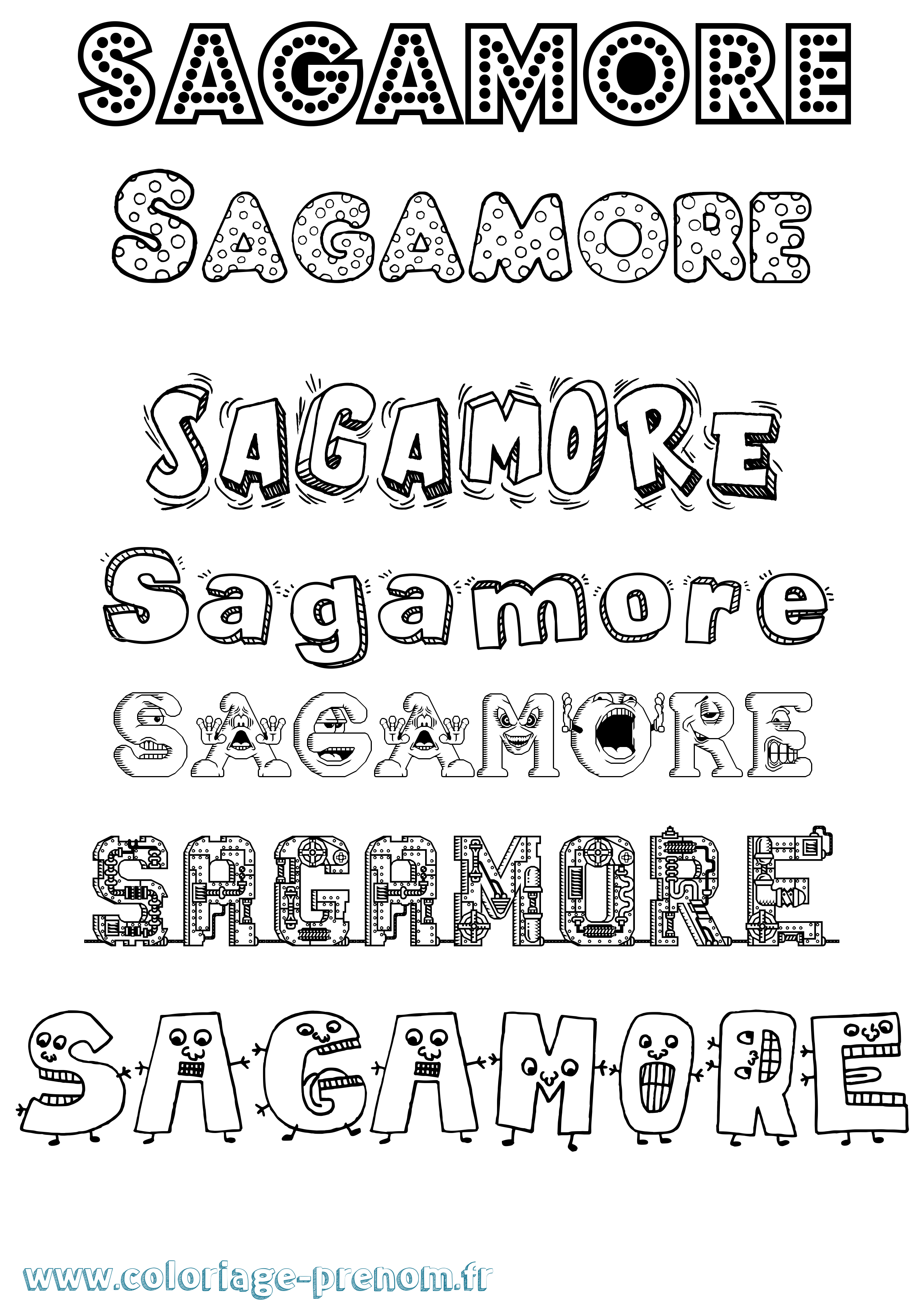 Coloriage Sagamore Fun Coloriage prénom Sagamore Fun