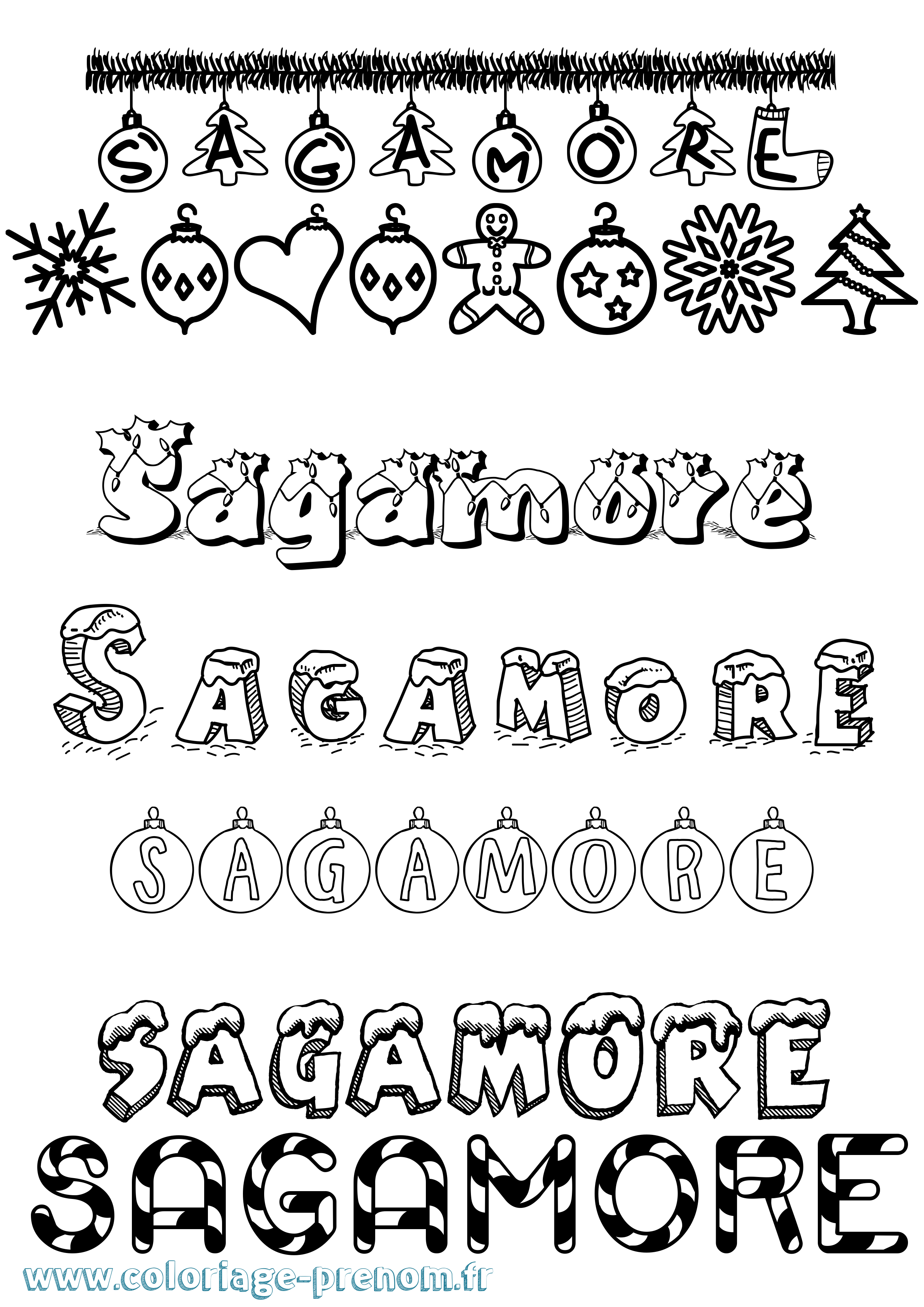 Coloriage Sagamore Noël Coloriage prénom Sagamore Noël