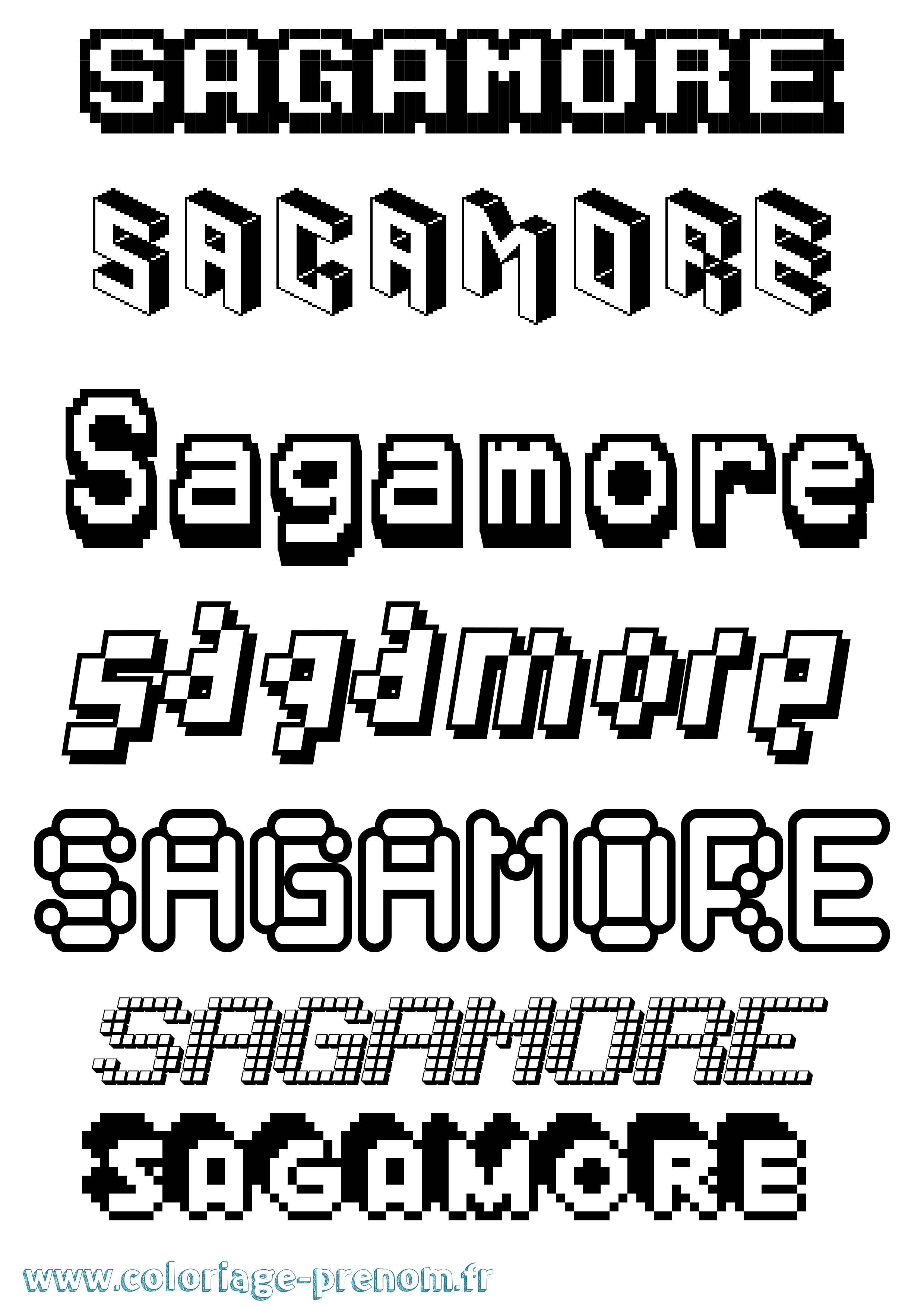 Coloriage Sagamore Pixel Coloriage prénom Sagamore Pixel