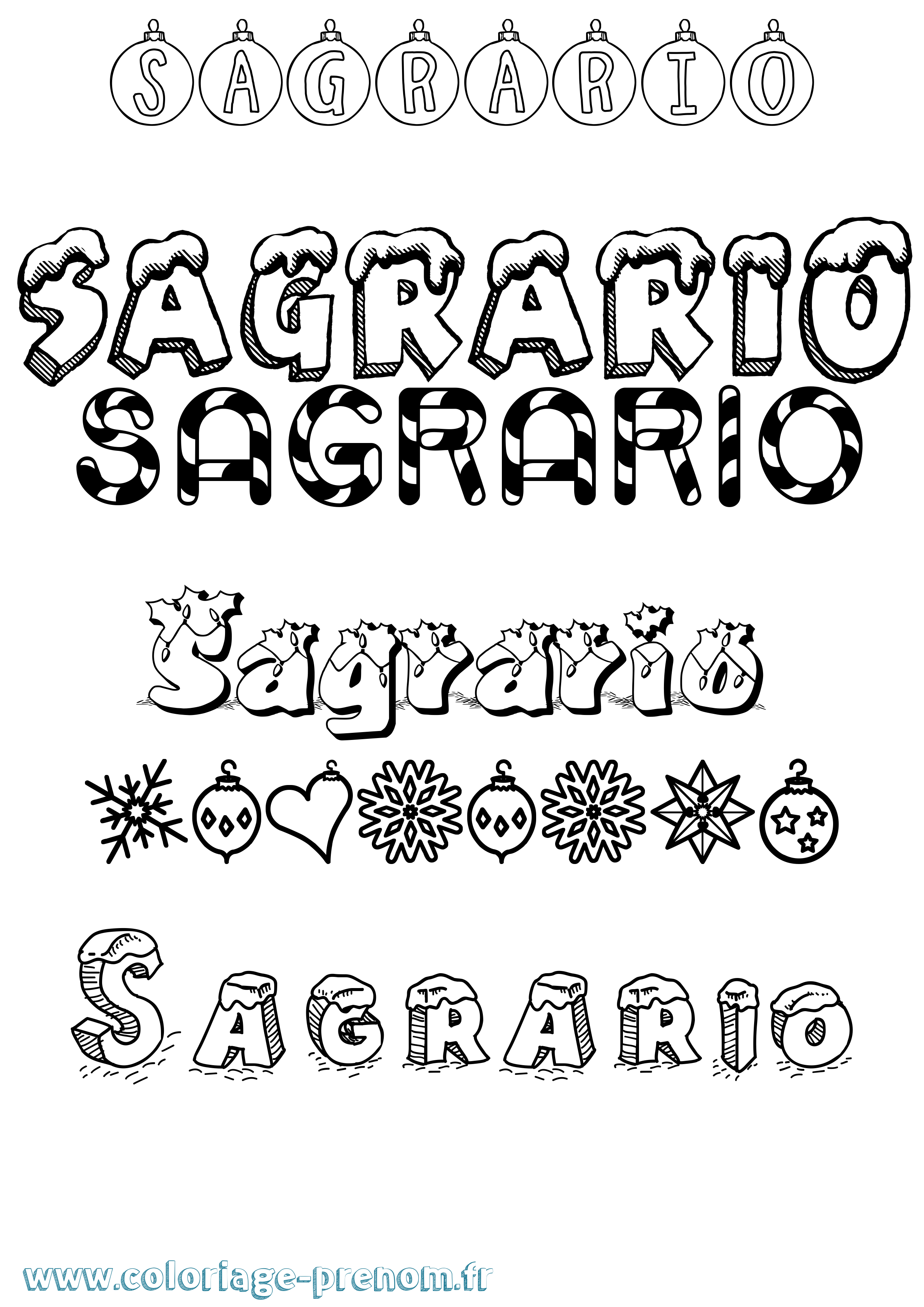 Coloriage Sagrario Noël Coloriage prénom Sagrario Noël