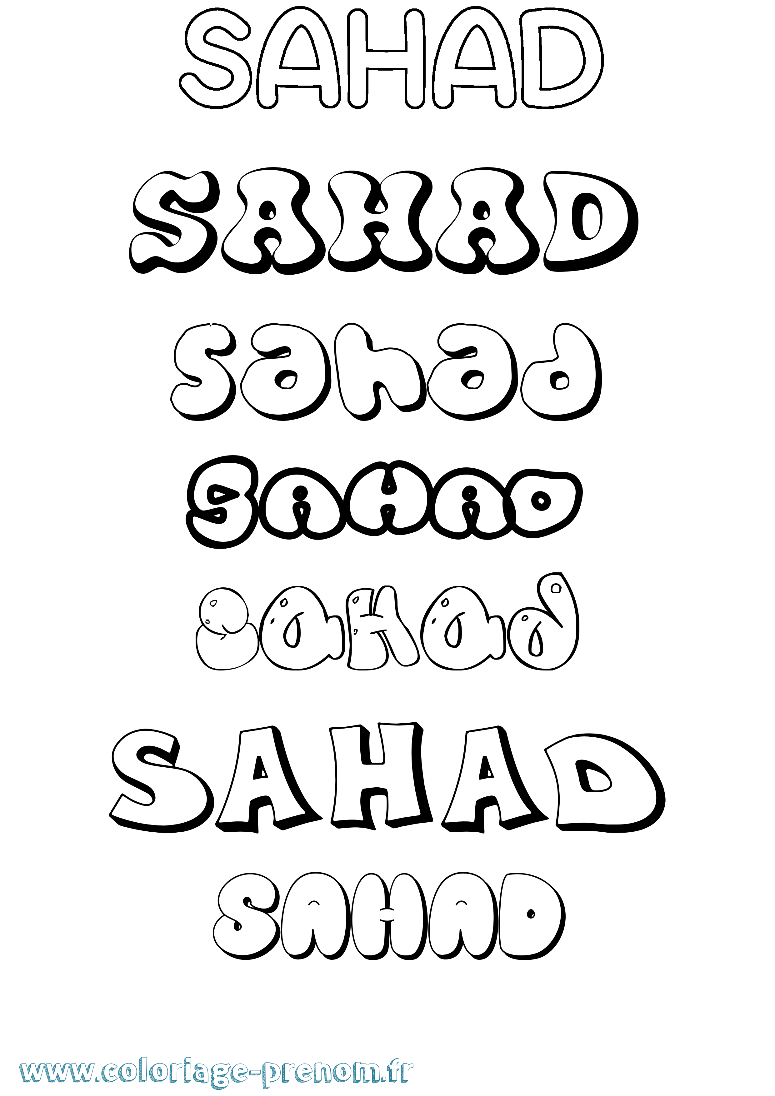 Coloriage Sahad Bubble Coloriage prénom Sahad Bubble