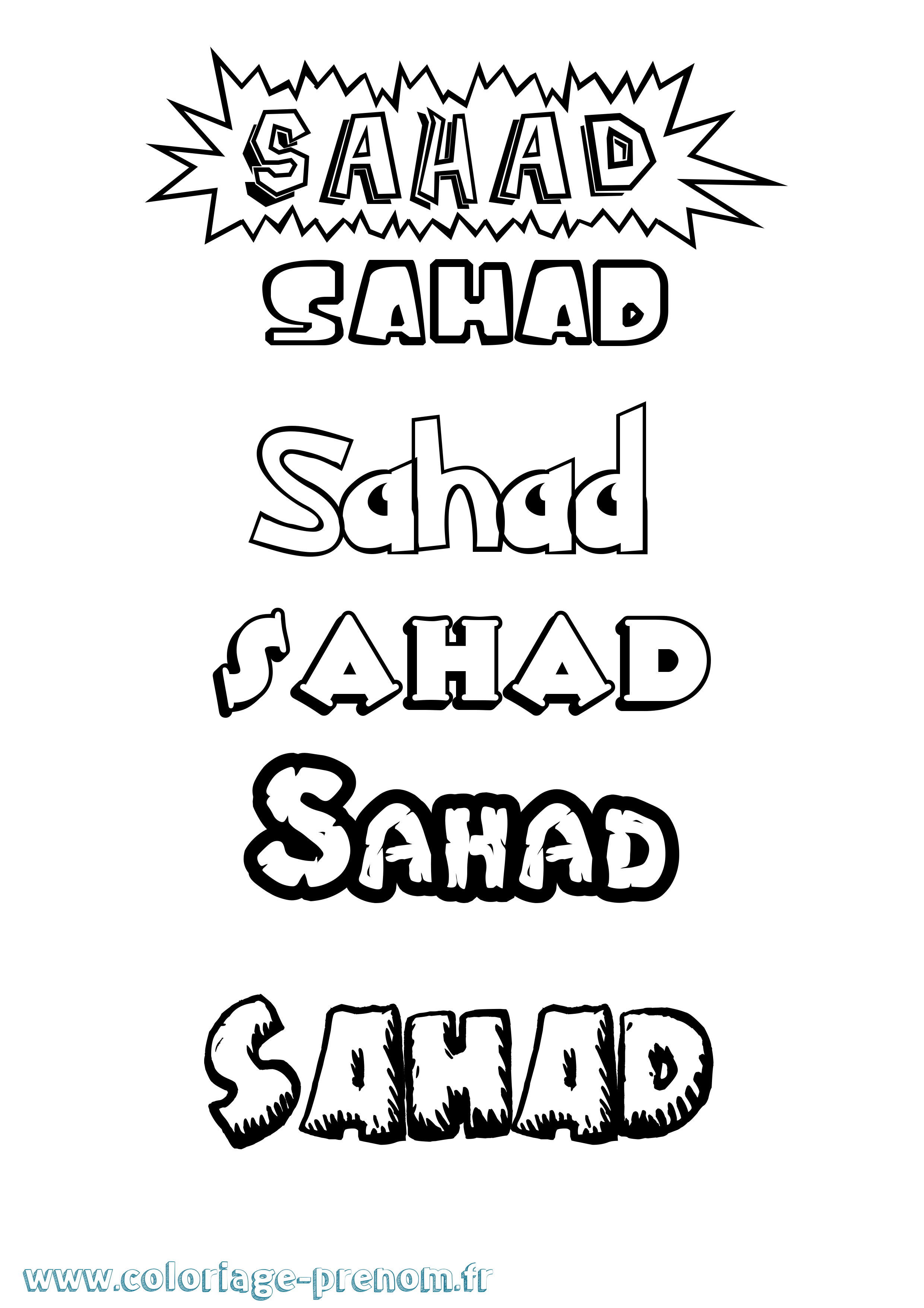 Coloriage Sahad Dessin Animé Coloriage prénom Sahad Dessin Animé
