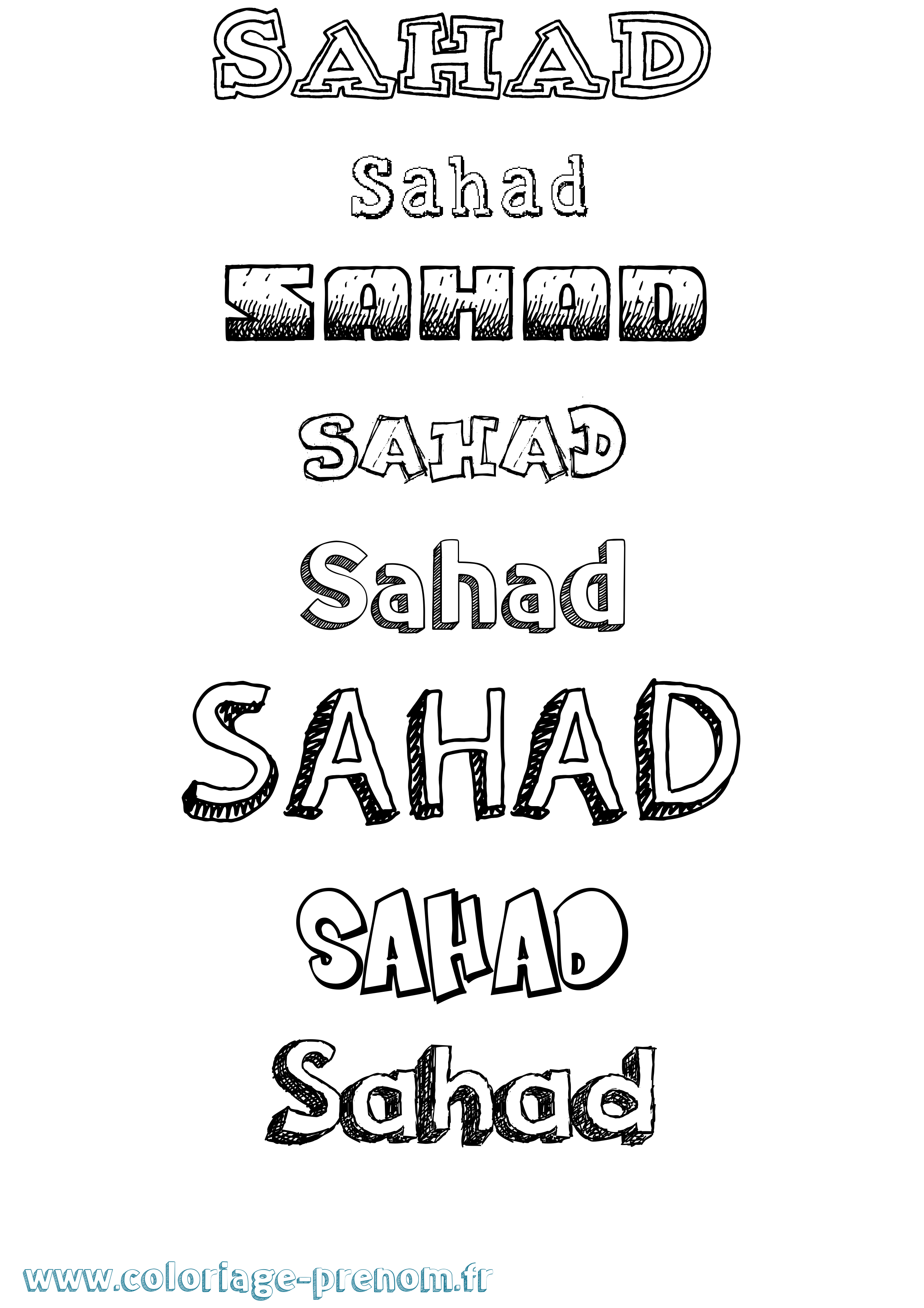 Coloriage Sahad Dessiné Coloriage prénom Sahad Dessiné