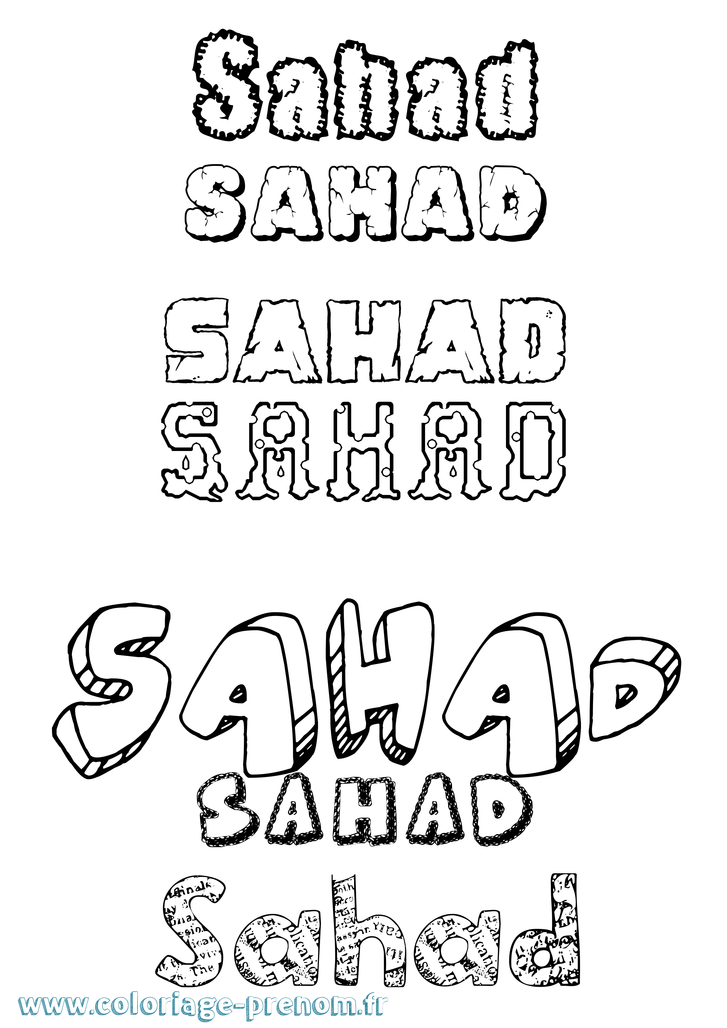 Coloriage Sahad Destructuré Coloriage prénom Sahad Destructuré