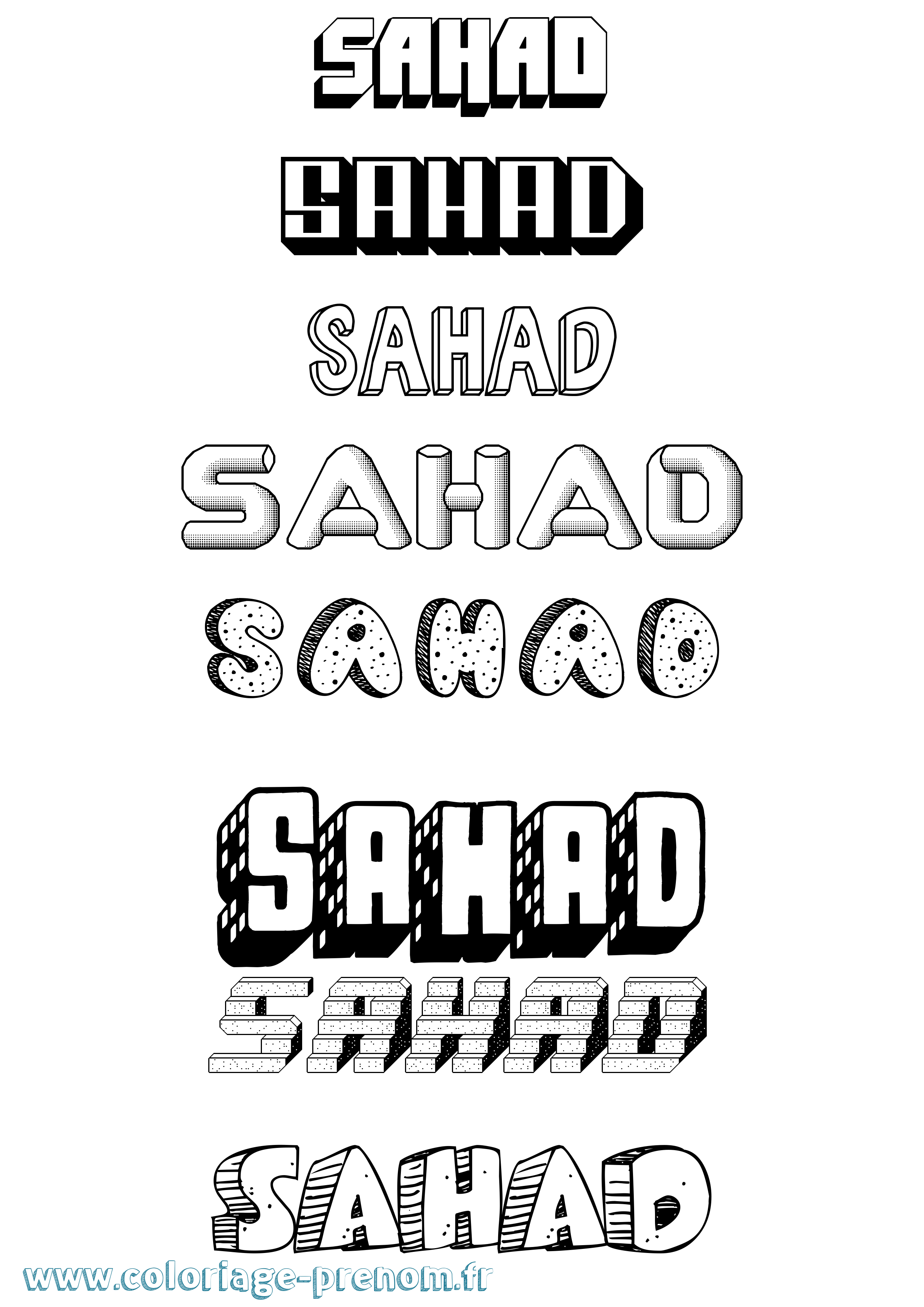 Coloriage Sahad Effet 3D Coloriage prénom Sahad Effet 3D