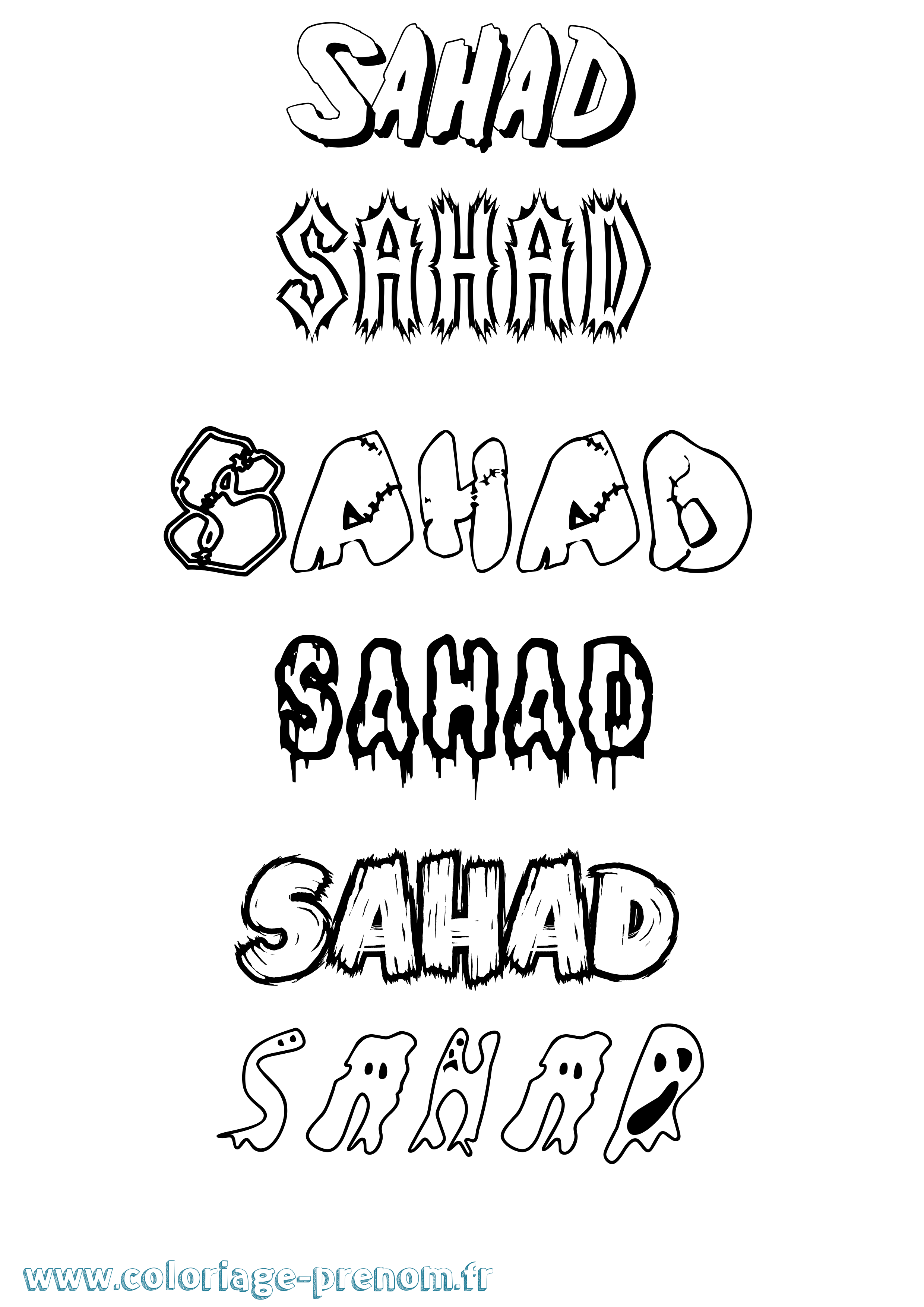 Coloriage Sahad Frisson Coloriage prénom Sahad Frisson