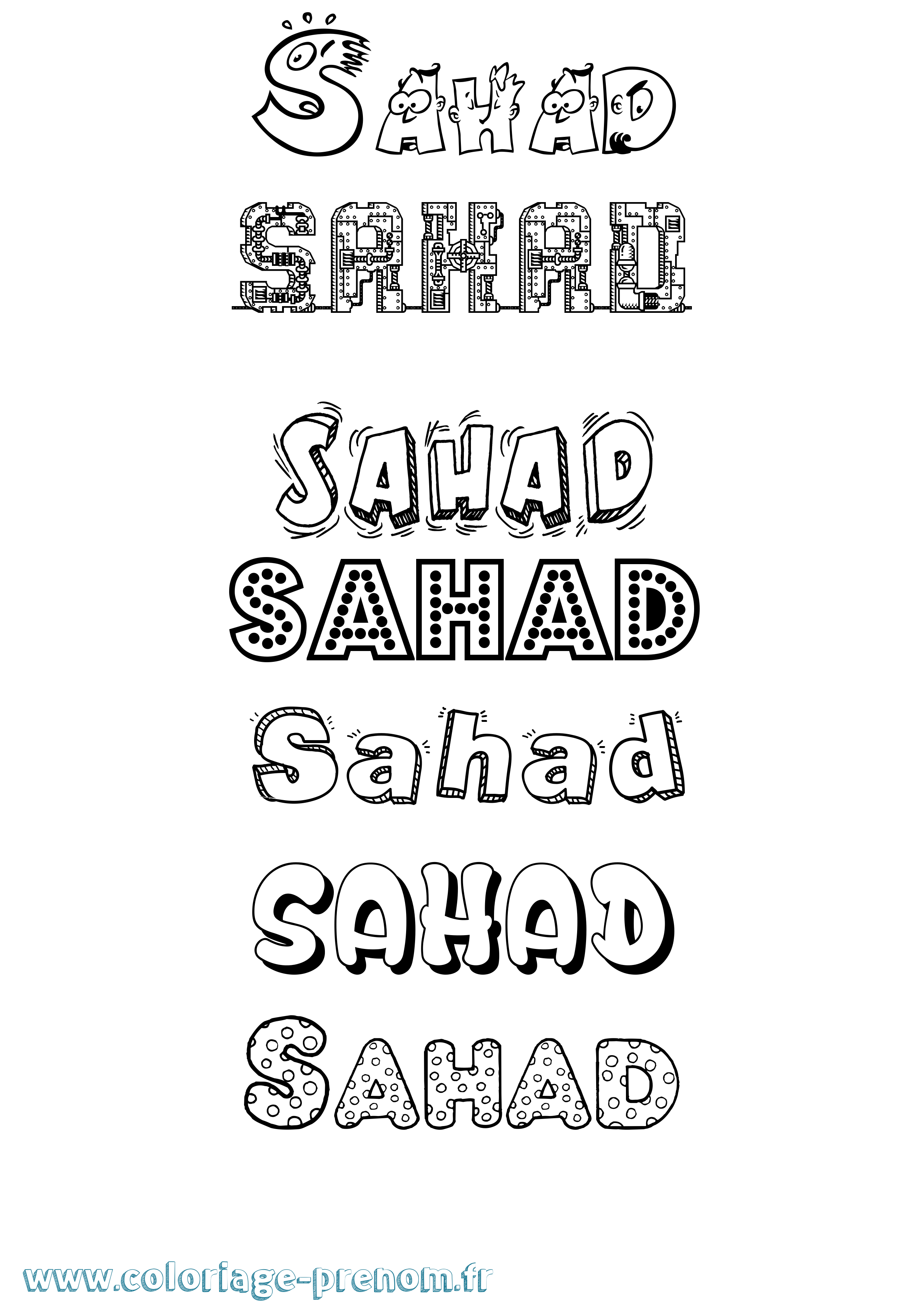 Coloriage Sahad Fun Coloriage prénom Sahad Fun