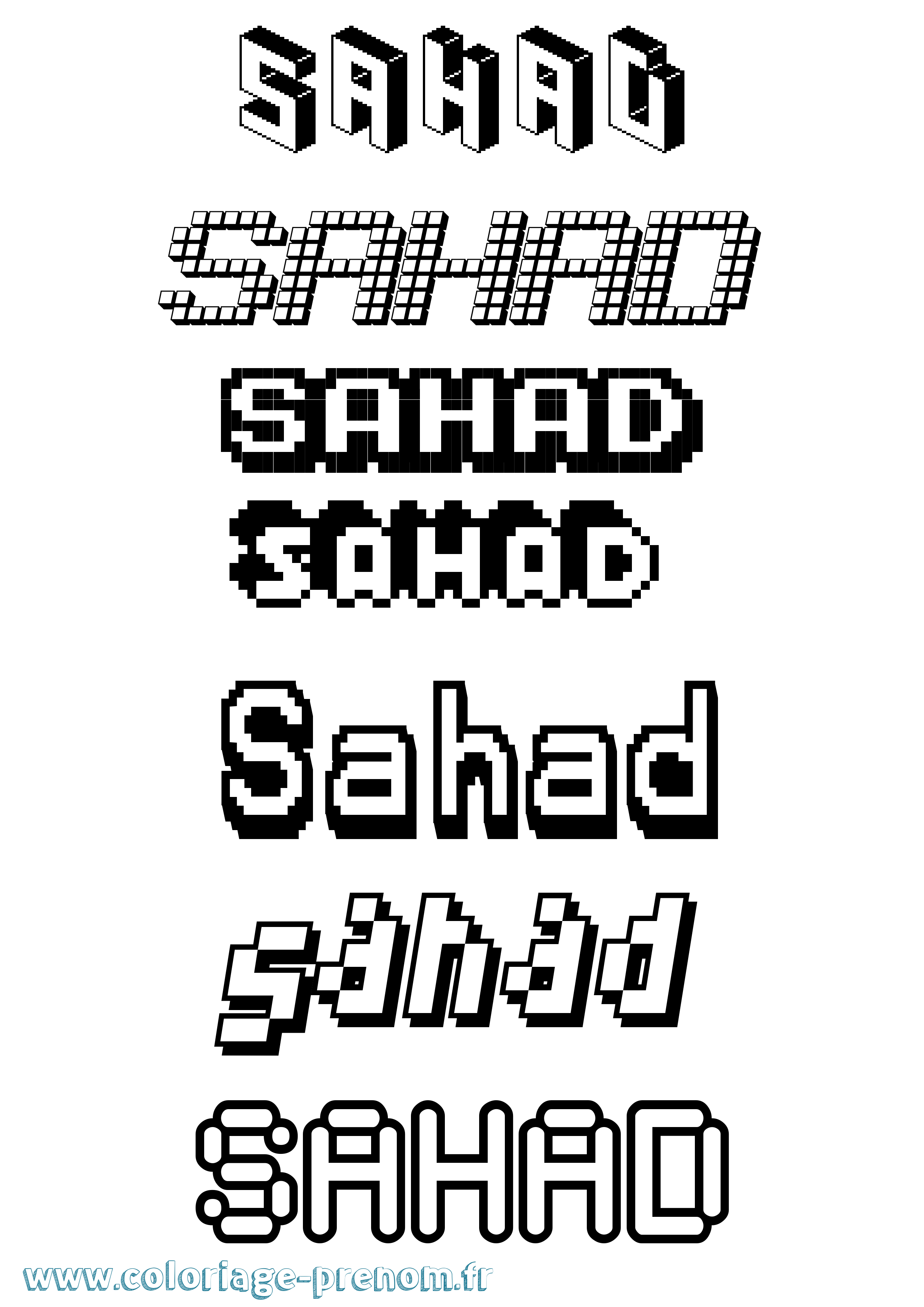 Coloriage Sahad Pixel Coloriage prénom Sahad Pixel