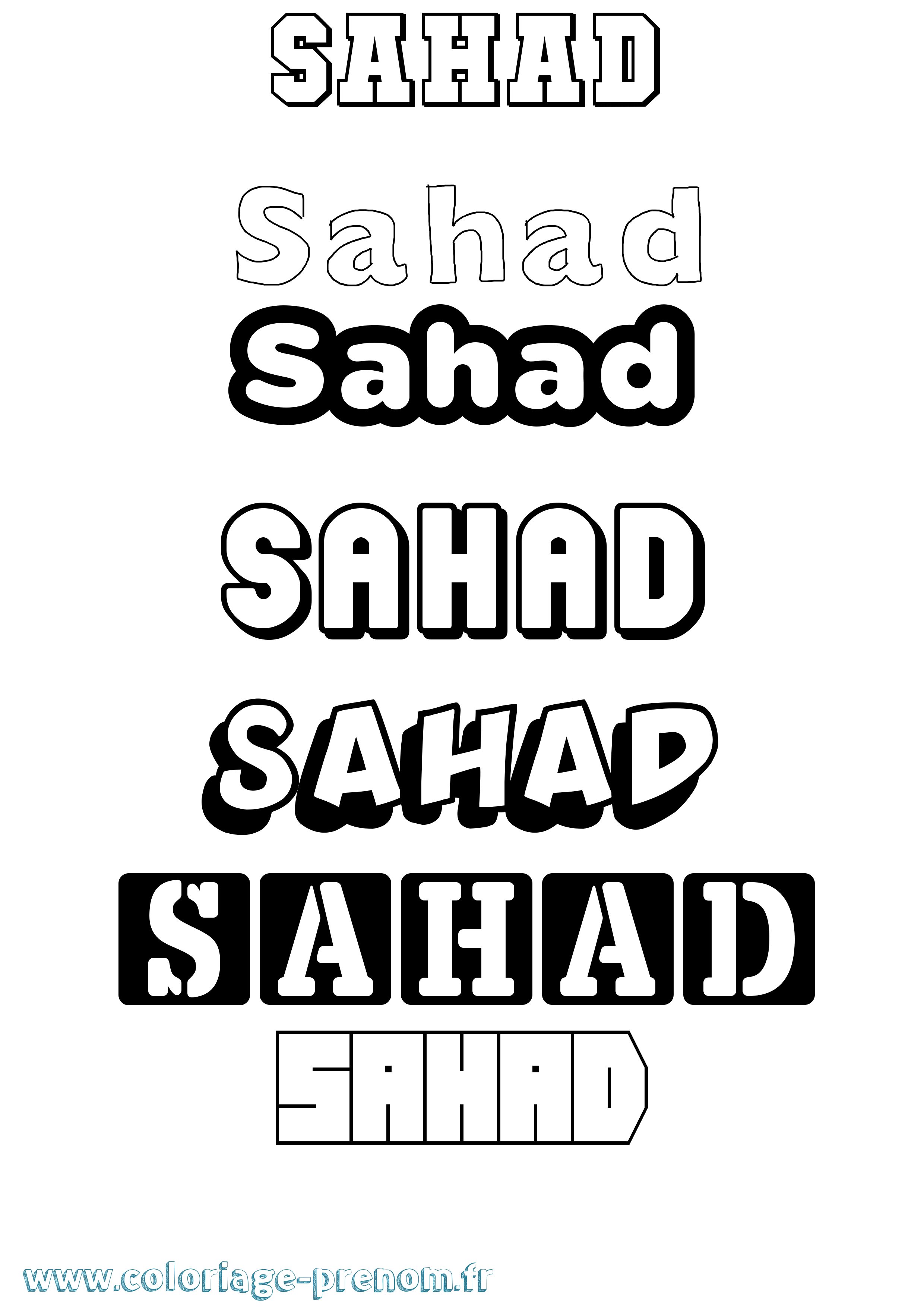 Coloriage Sahad Simple Coloriage prénom Sahad Simple