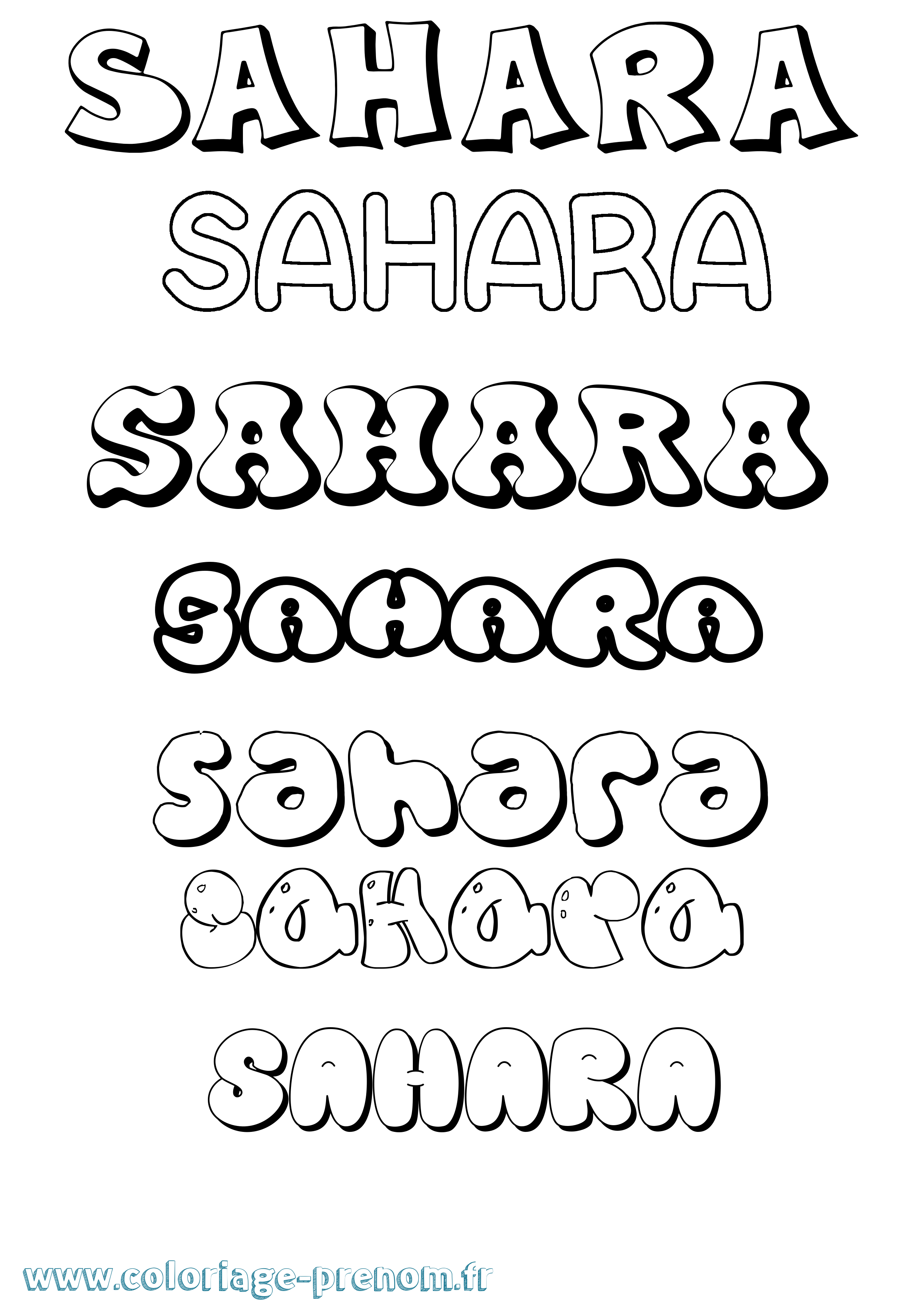Coloriage Sahara Bubble Coloriage prénom Sahara Bubble