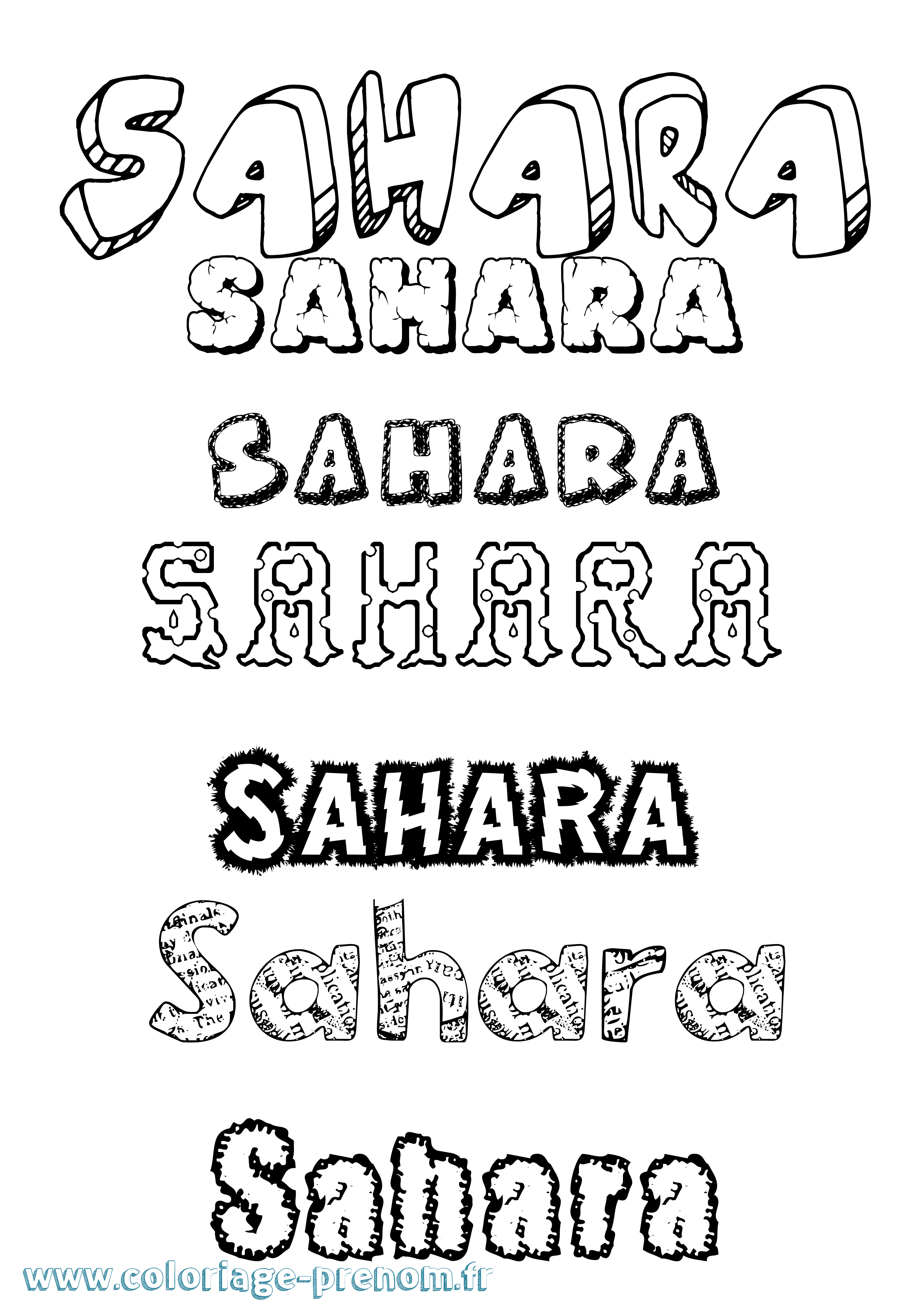Coloriage Sahara Destructuré Coloriage prénom Sahara Destructuré