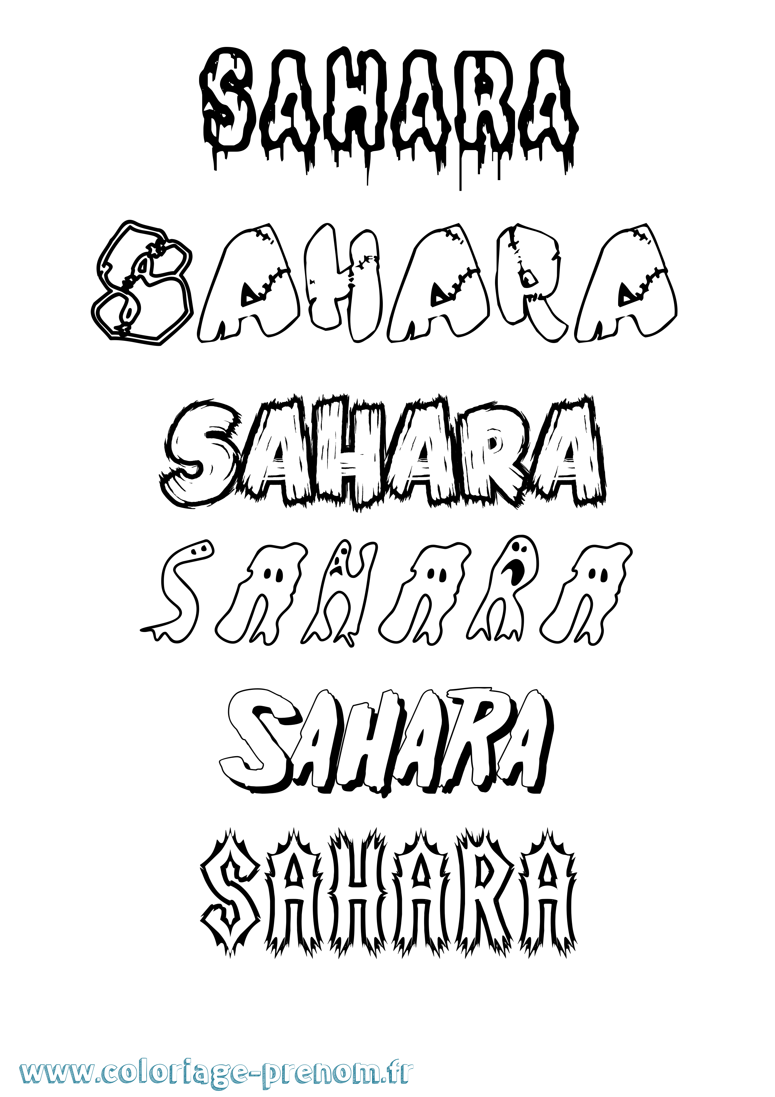 Coloriage Sahara Frisson Coloriage prénom Sahara Frisson