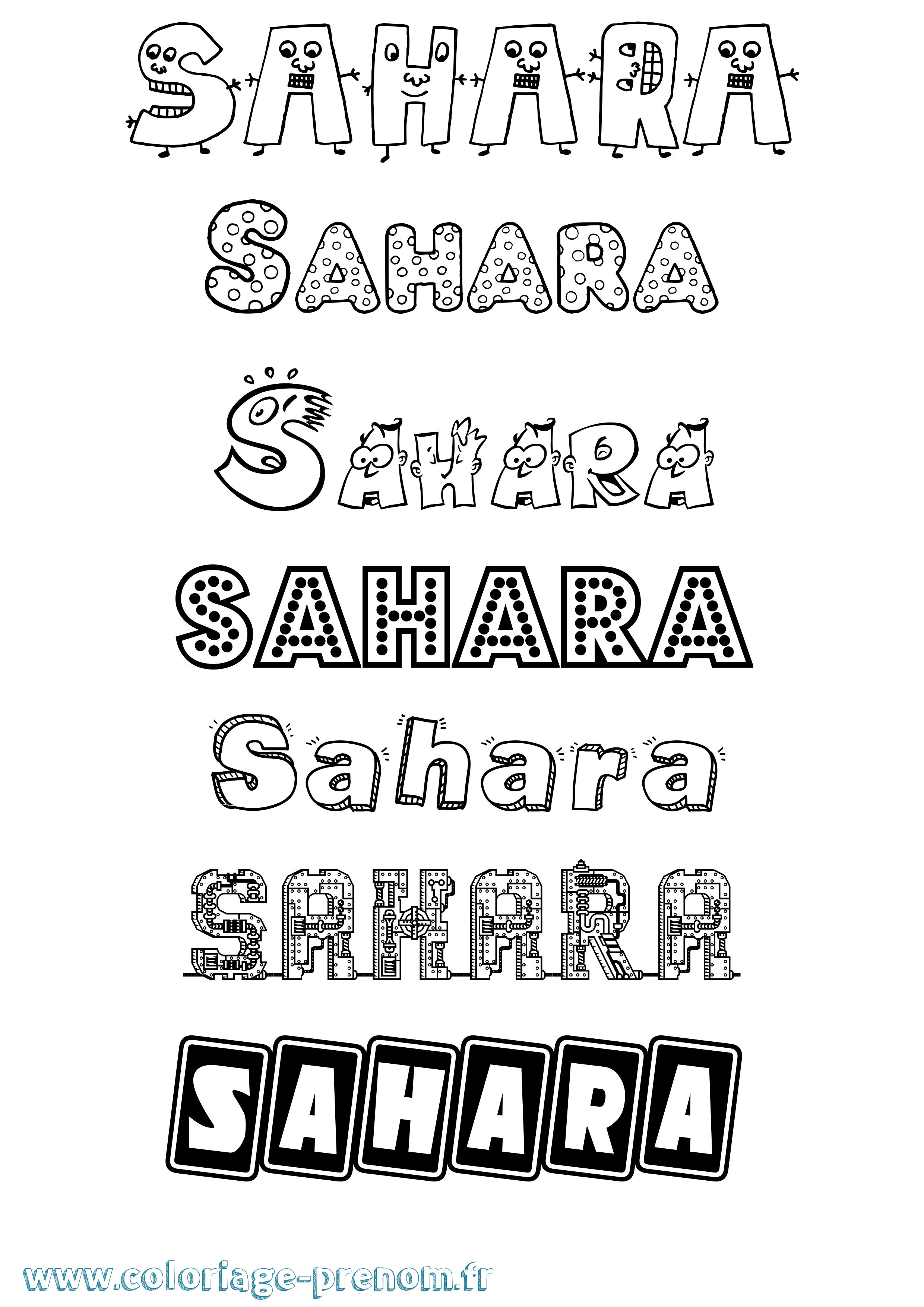 Coloriage Sahara Fun Coloriage prénom Sahara Fun