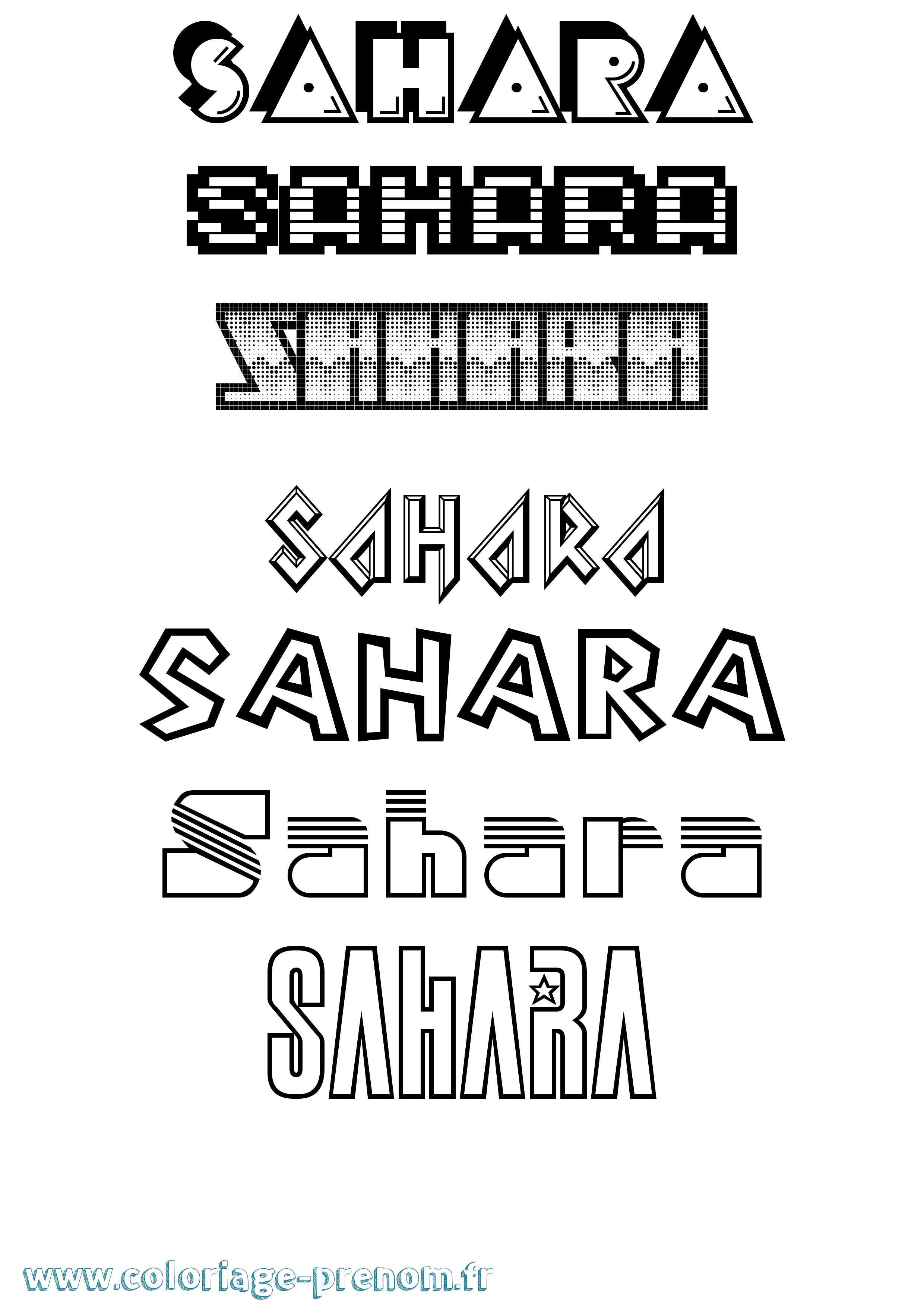 Coloriage Sahara Jeux Vidéos Coloriage prénom Sahara Jeux Vidéos
