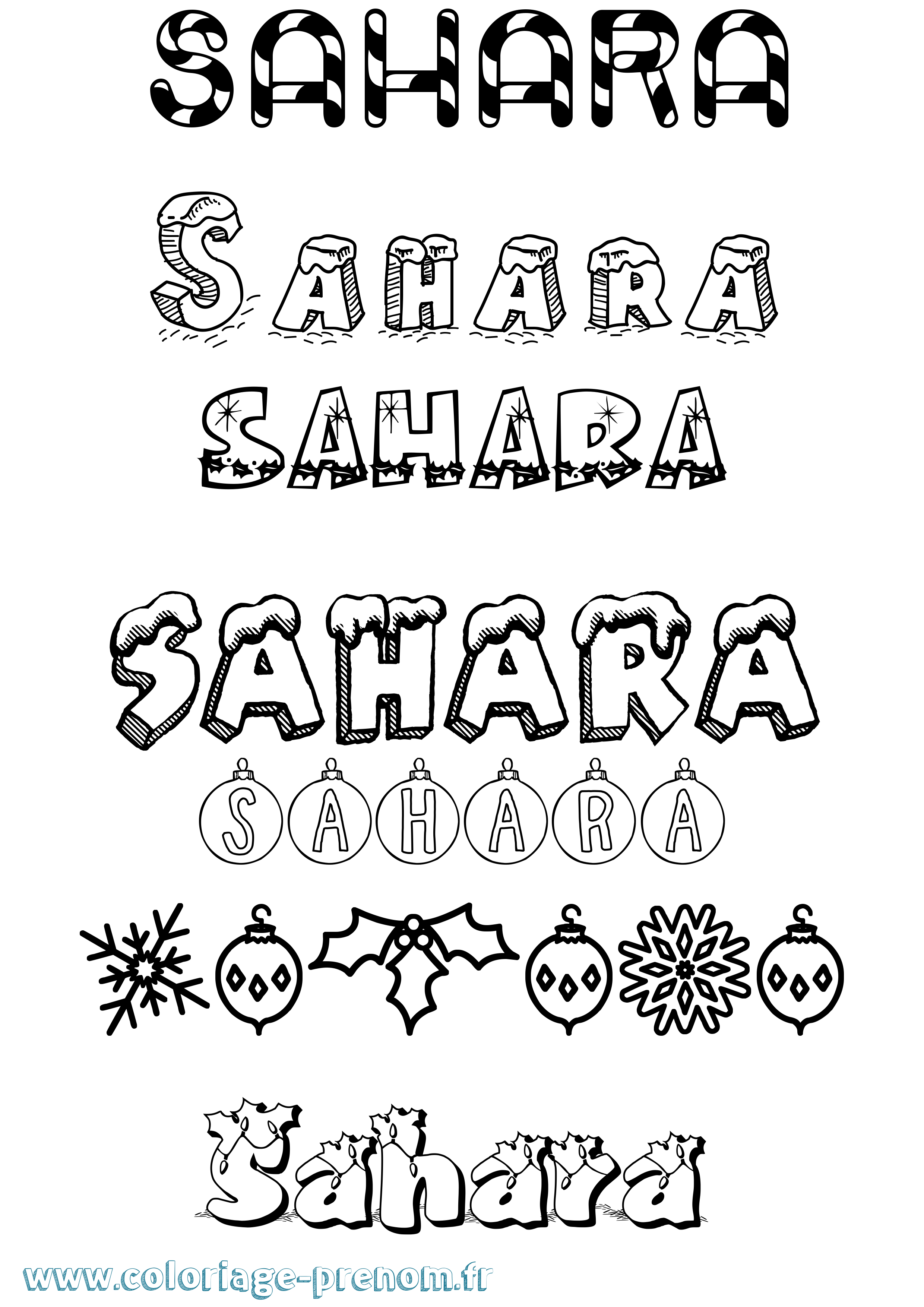 Coloriage Sahara Noël Coloriage prénom Sahara Noël