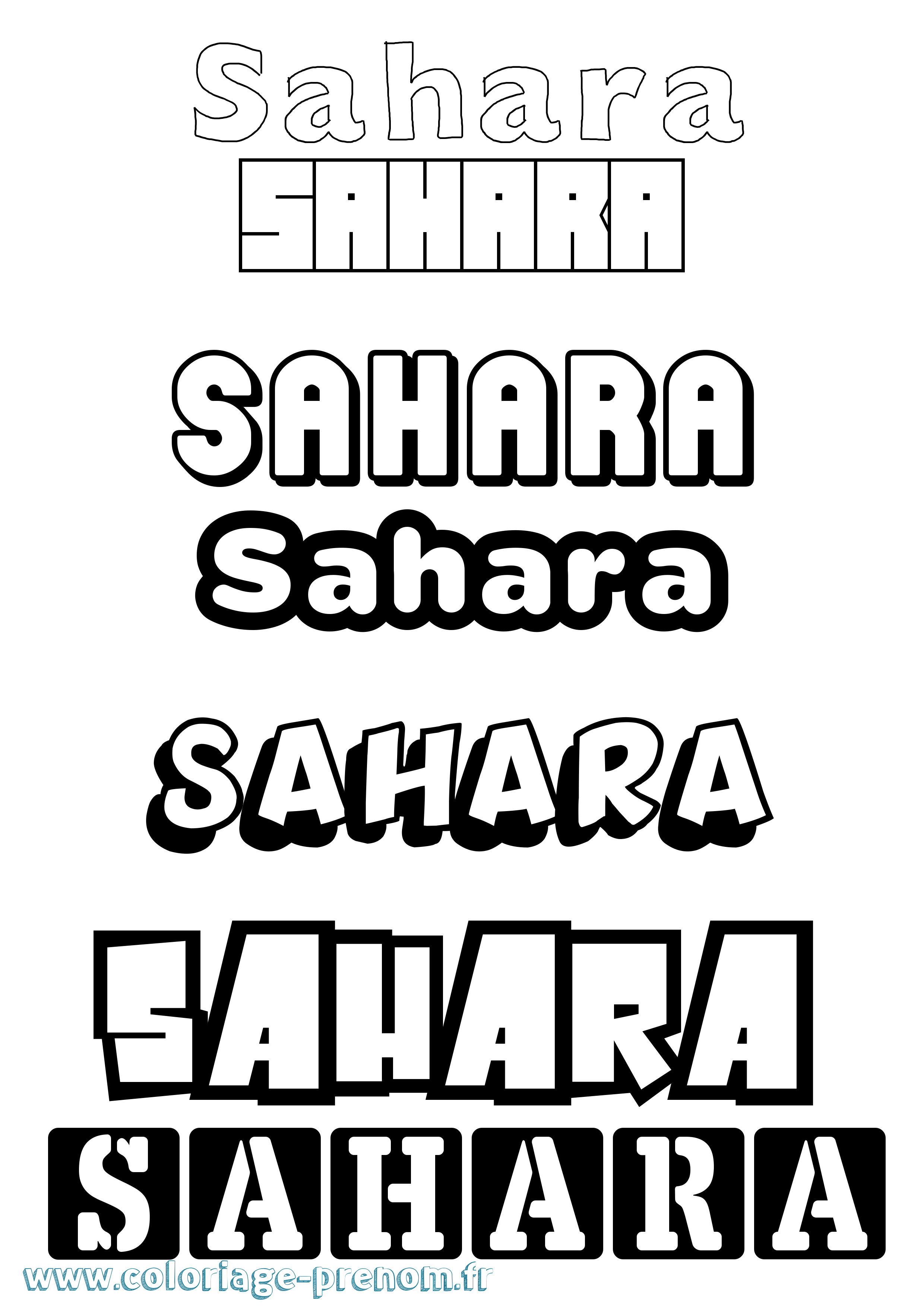 Coloriage Sahara Simple Coloriage prénom Sahara Simple