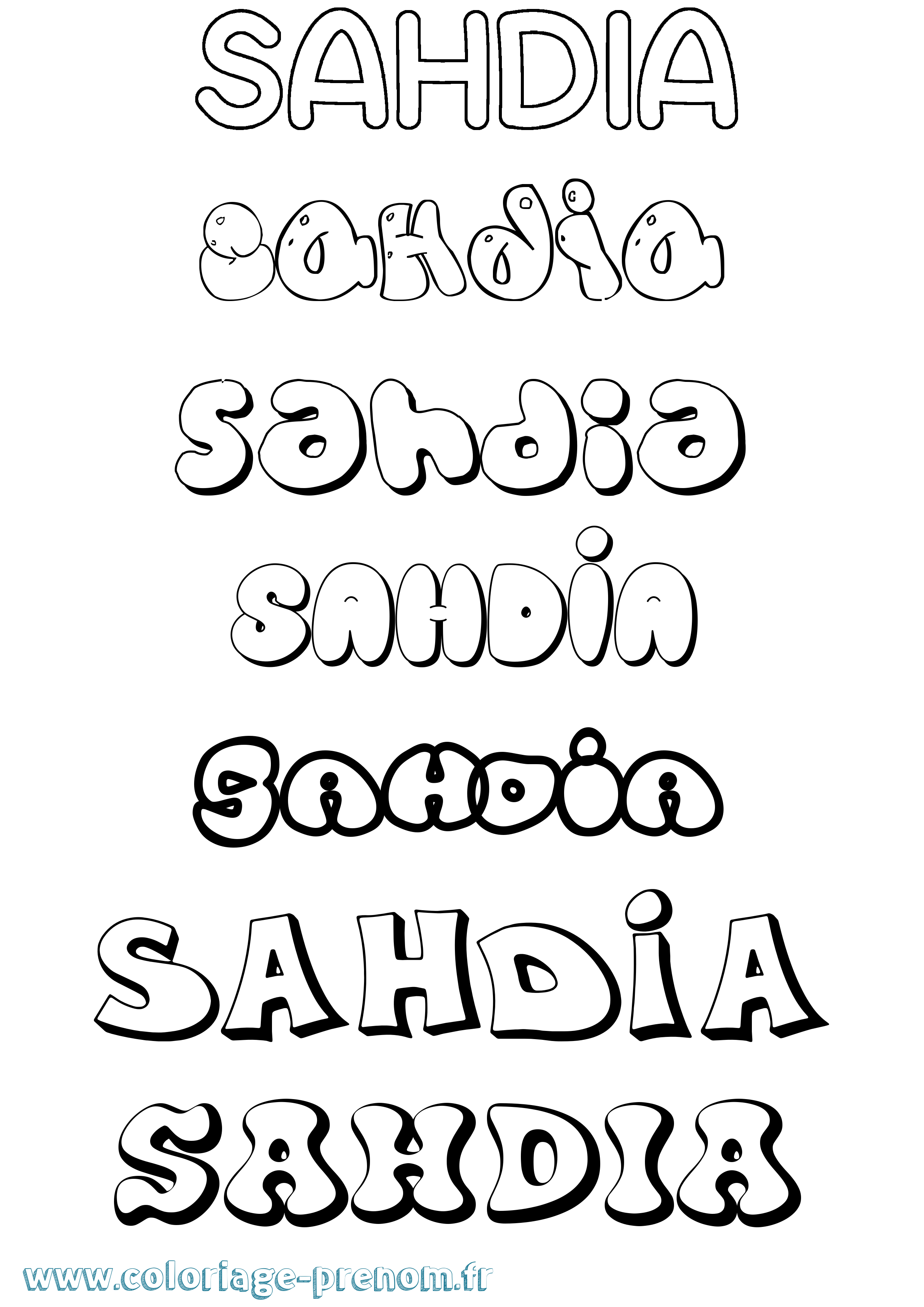 Coloriage Sahdia Bubble Coloriage prénom Sahdia Bubble