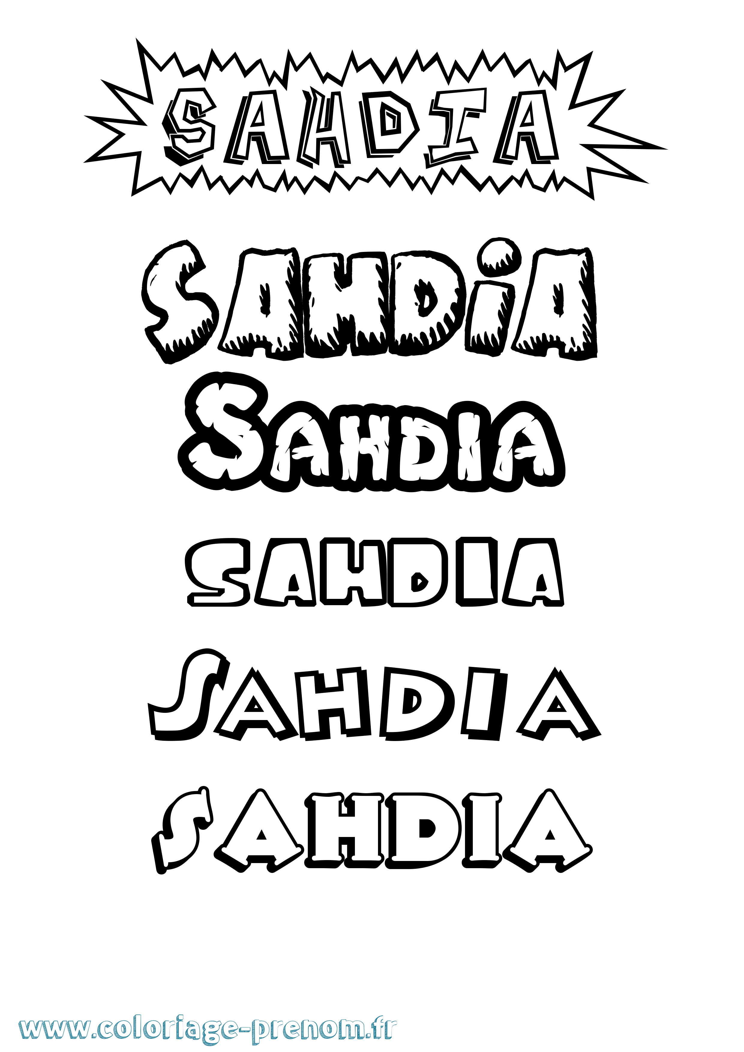 Coloriage Sahdia Dessin Animé Coloriage prénom Sahdia Dessin Animé