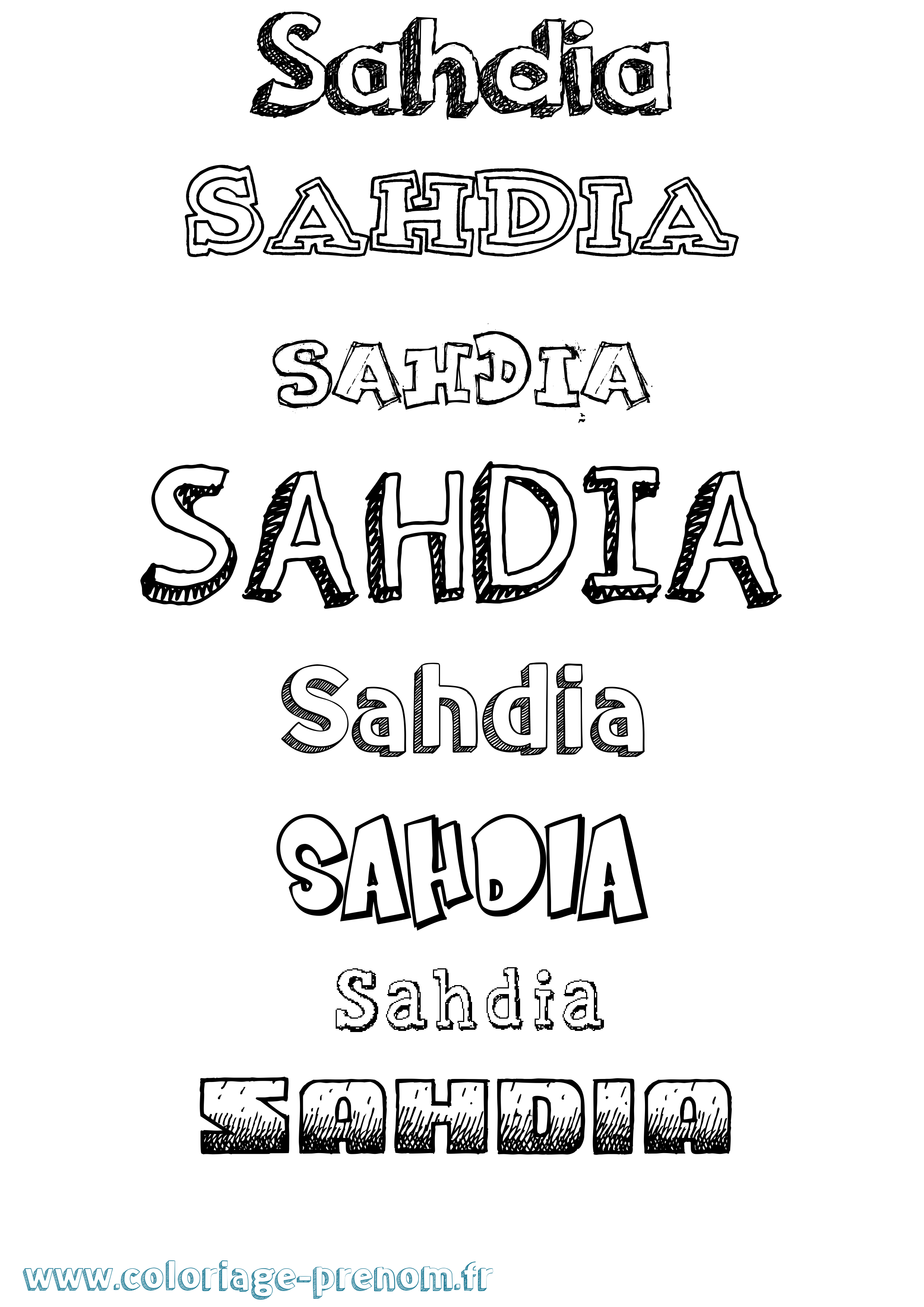 Coloriage Sahdia Dessiné Coloriage prénom Sahdia Dessiné