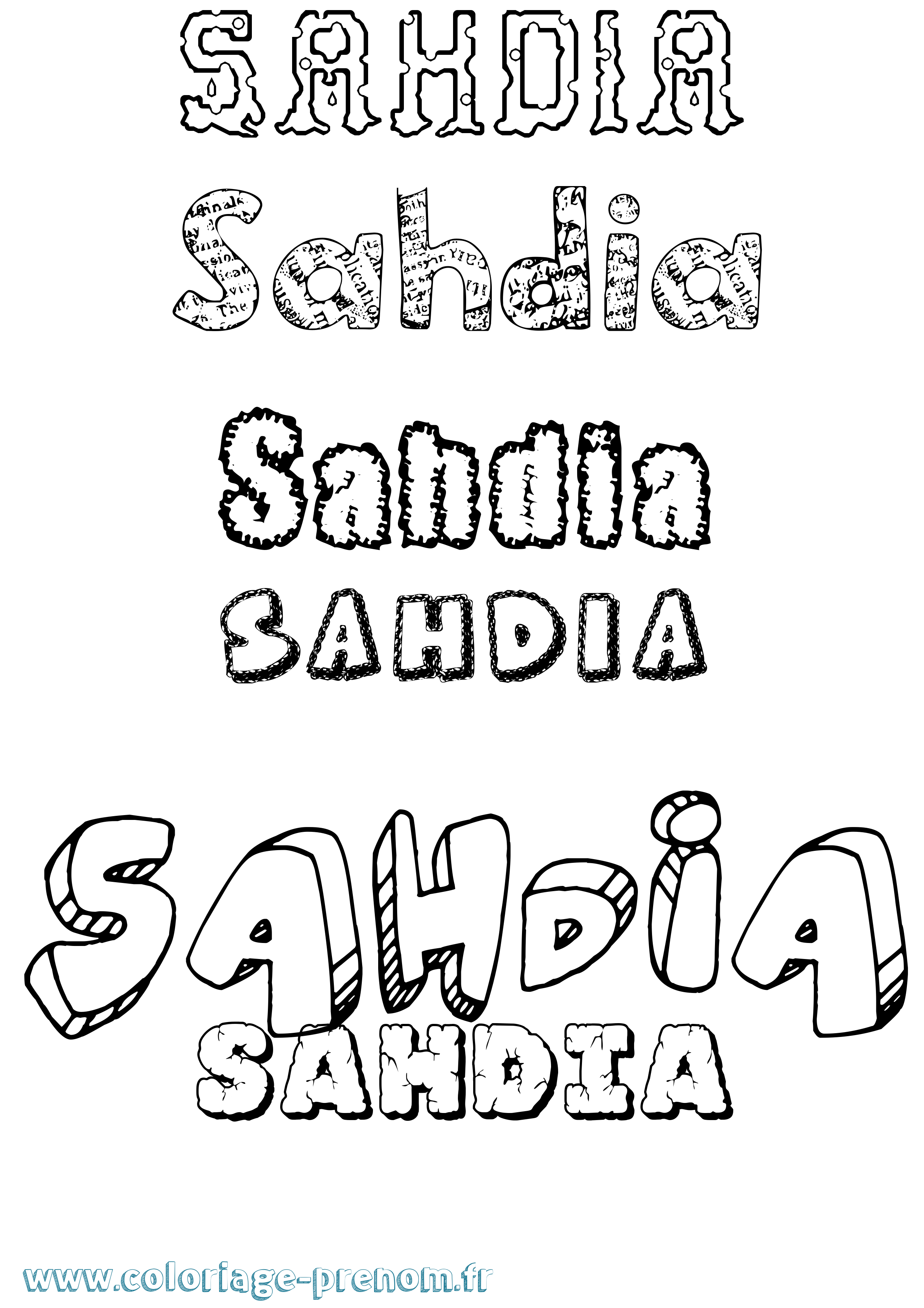 Coloriage Sahdia Destructuré Coloriage prénom Sahdia Destructuré