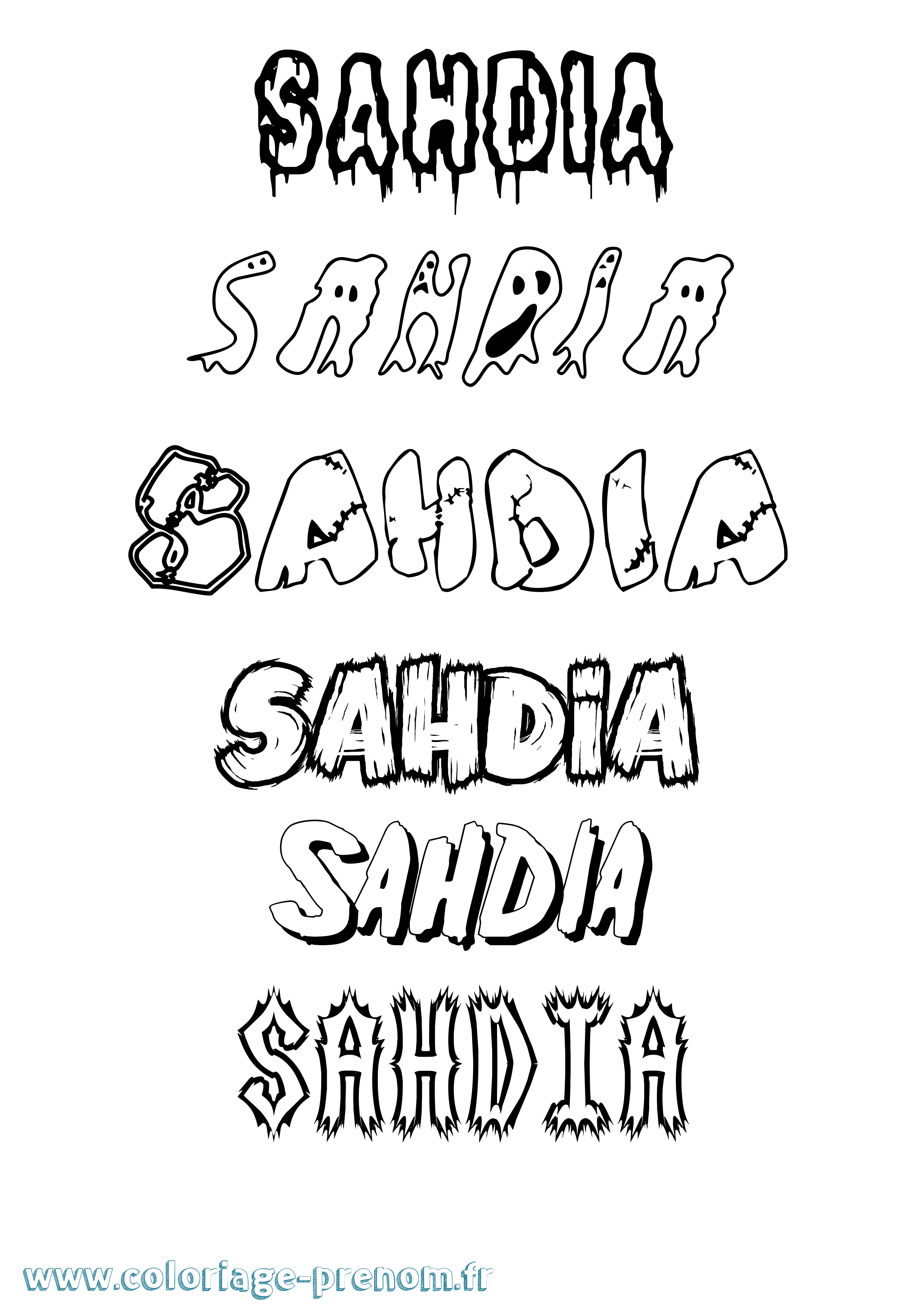 Coloriage Sahdia Frisson Coloriage prénom Sahdia Frisson