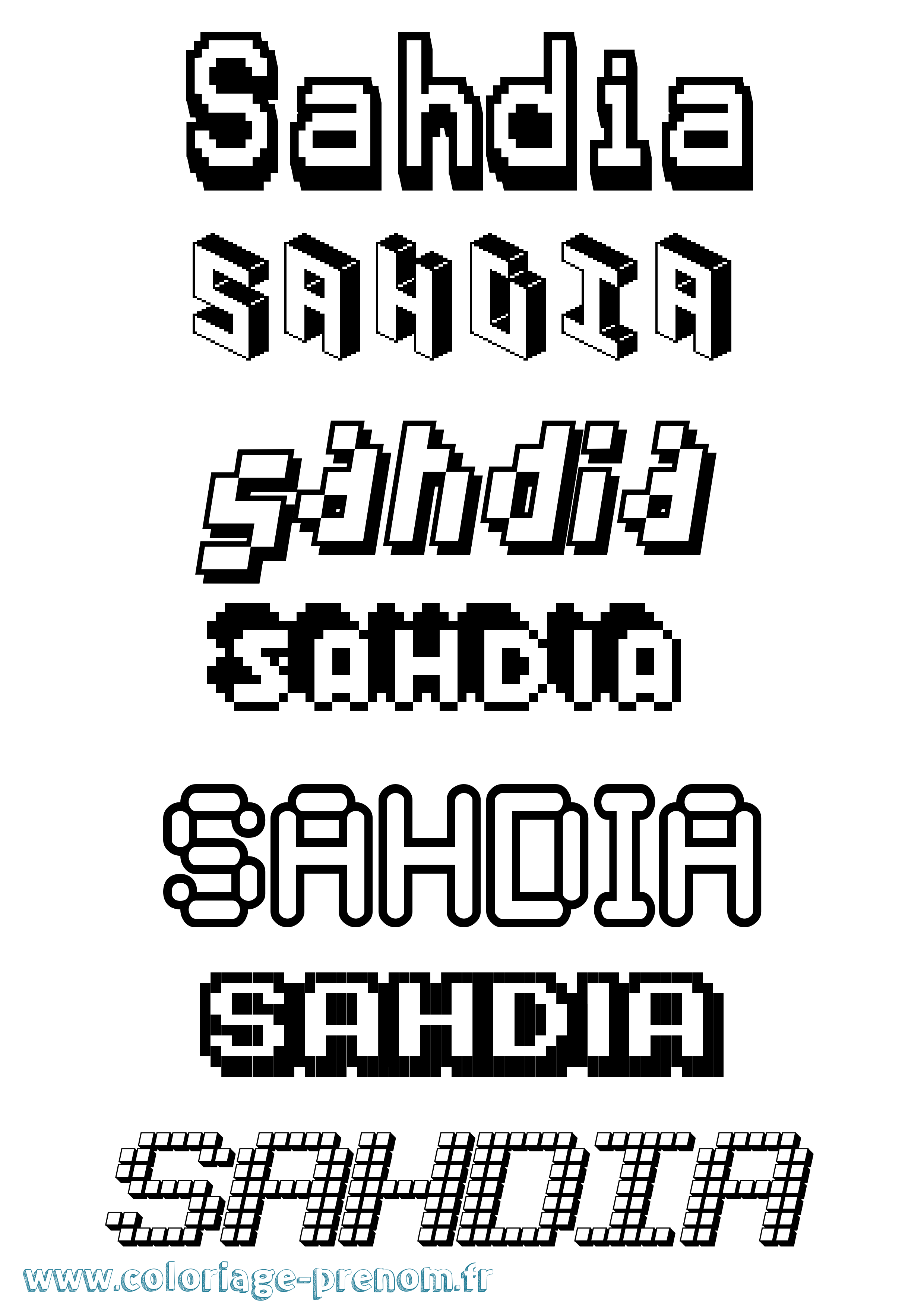 Coloriage Sahdia Pixel Coloriage prénom Sahdia Pixel