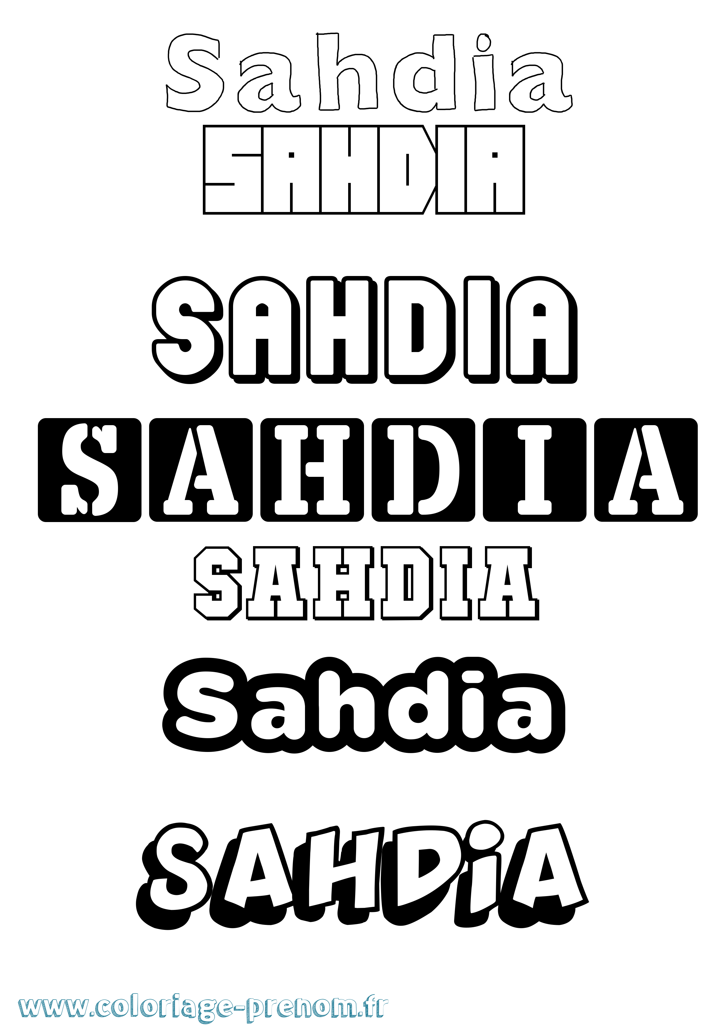 Coloriage Sahdia Simple Coloriage prénom Sahdia Simple