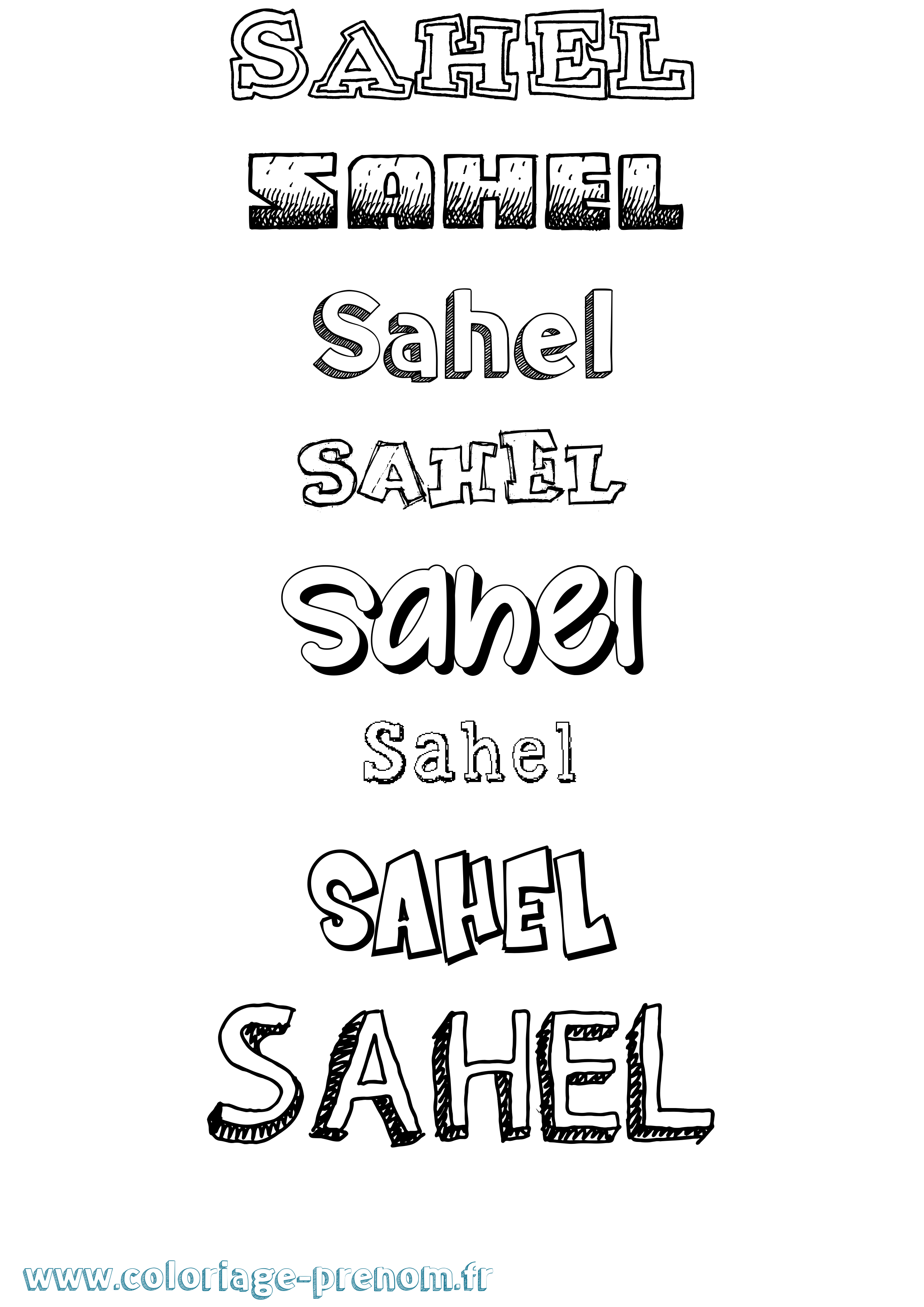 Coloriage Sahel Dessiné Coloriage prénom Sahel Dessiné