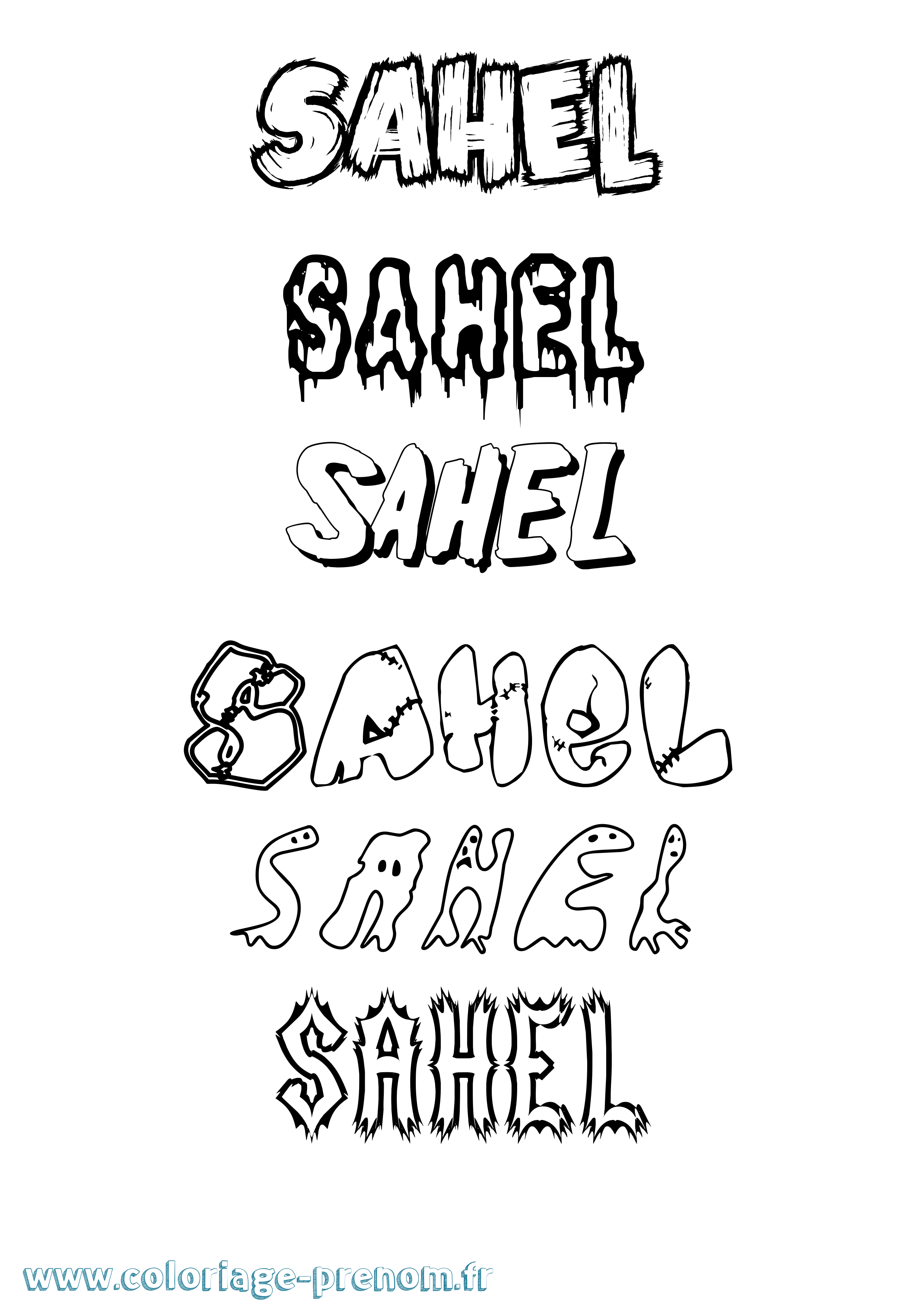 Coloriage Sahel Frisson Coloriage prénom Sahel Frisson