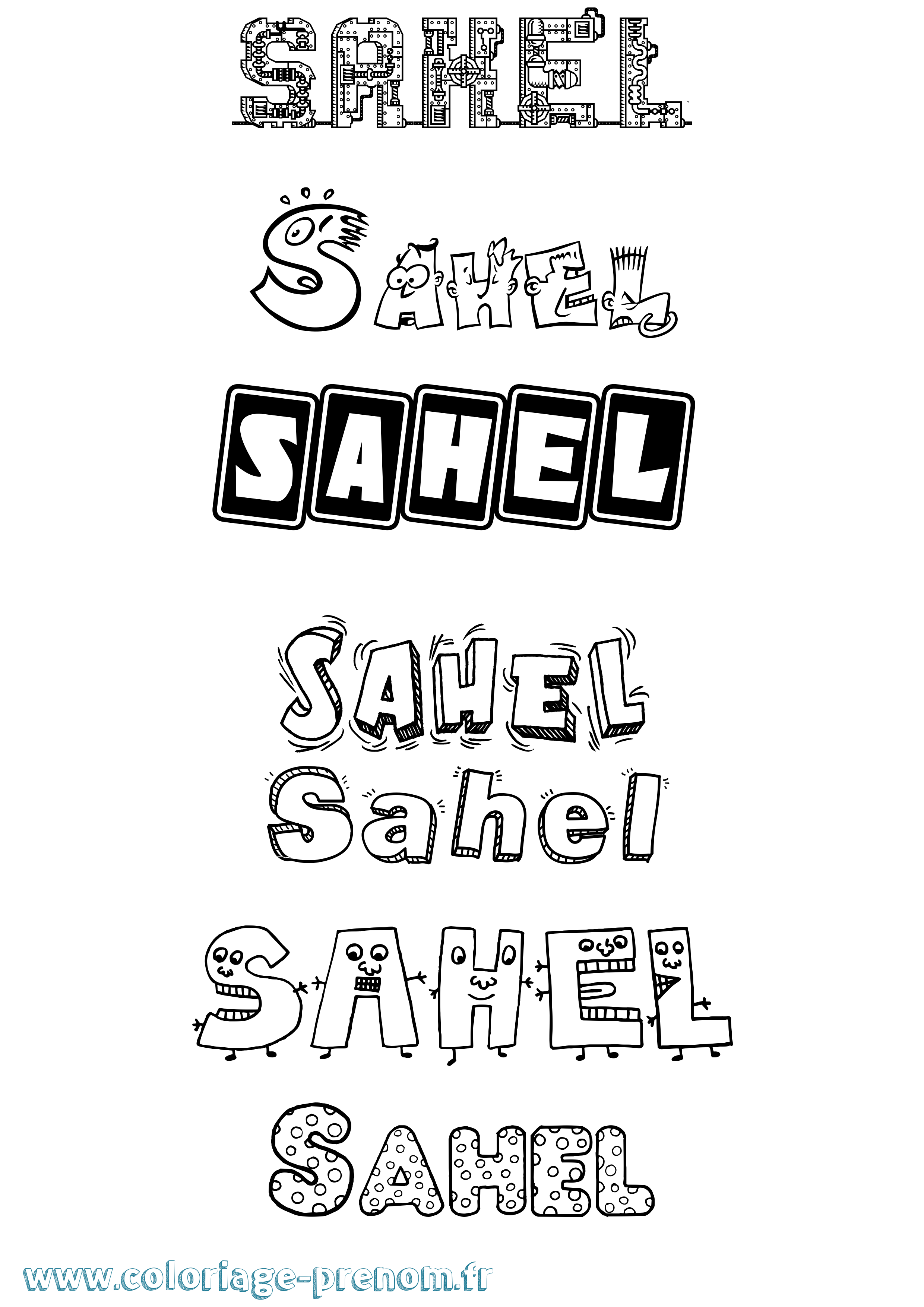 Coloriage Sahel Fun Coloriage prénom Sahel Fun