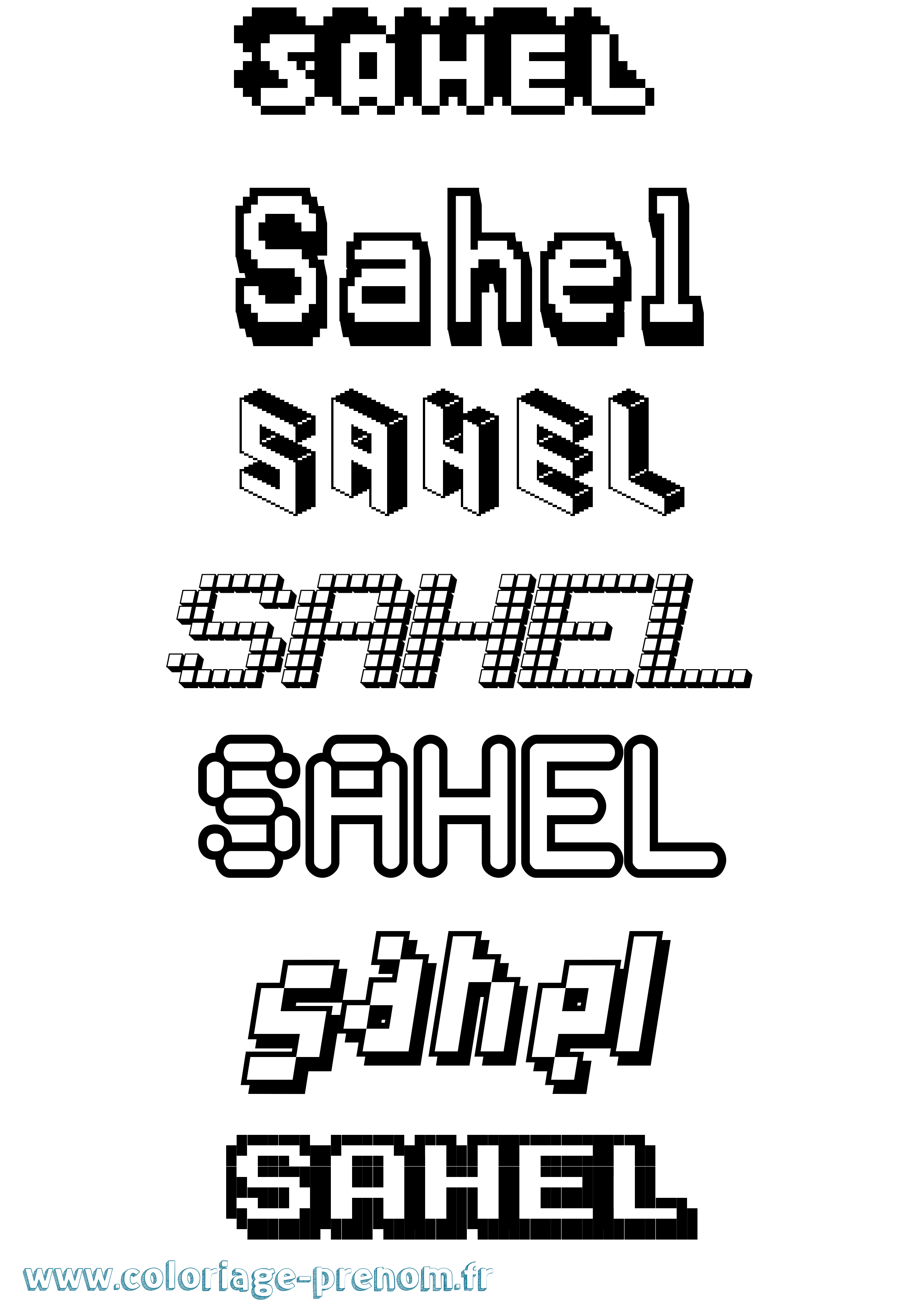 Coloriage Sahel Pixel Coloriage prénom Sahel Pixel