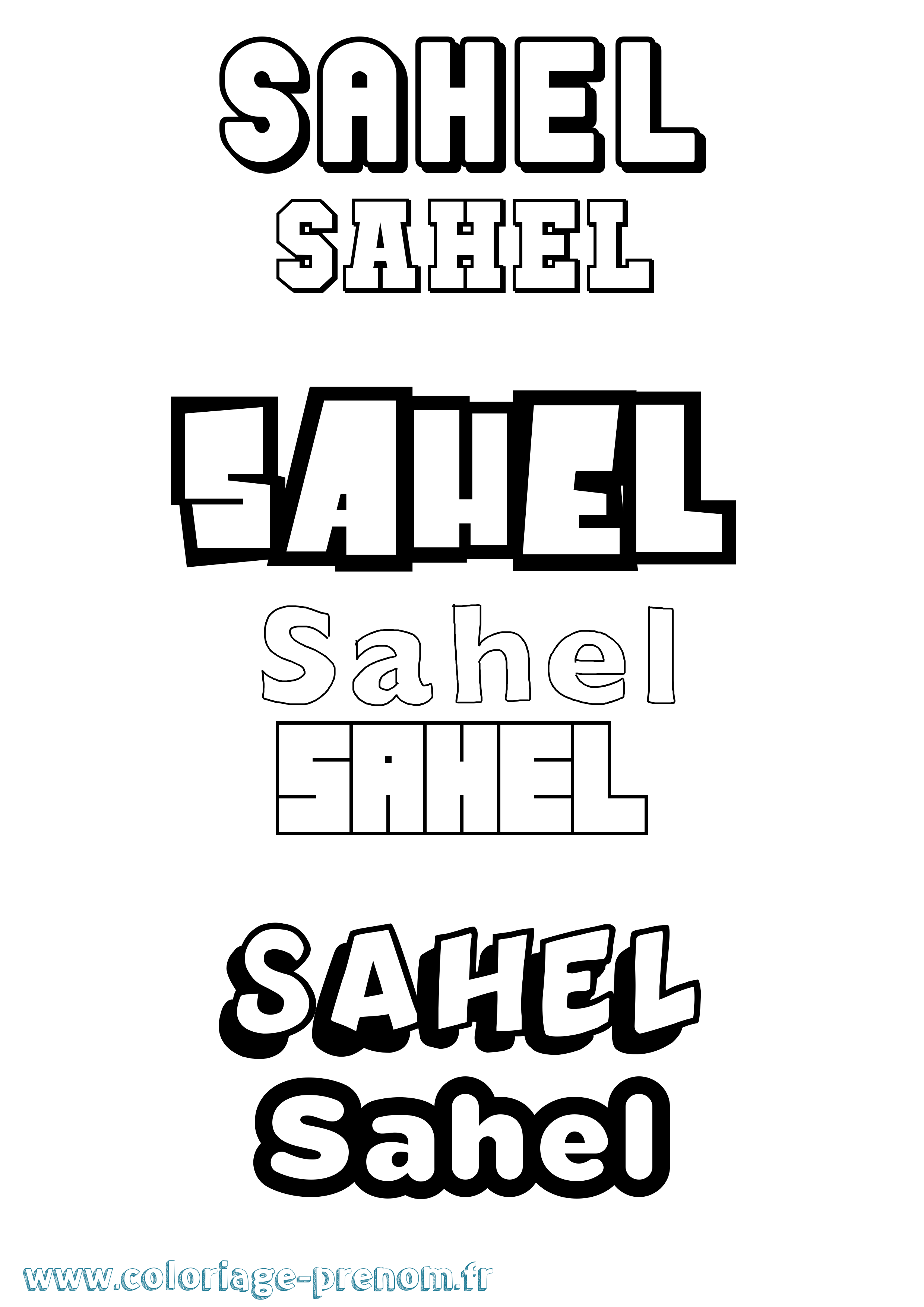 Coloriage Sahel Simple Coloriage prénom Sahel Simple