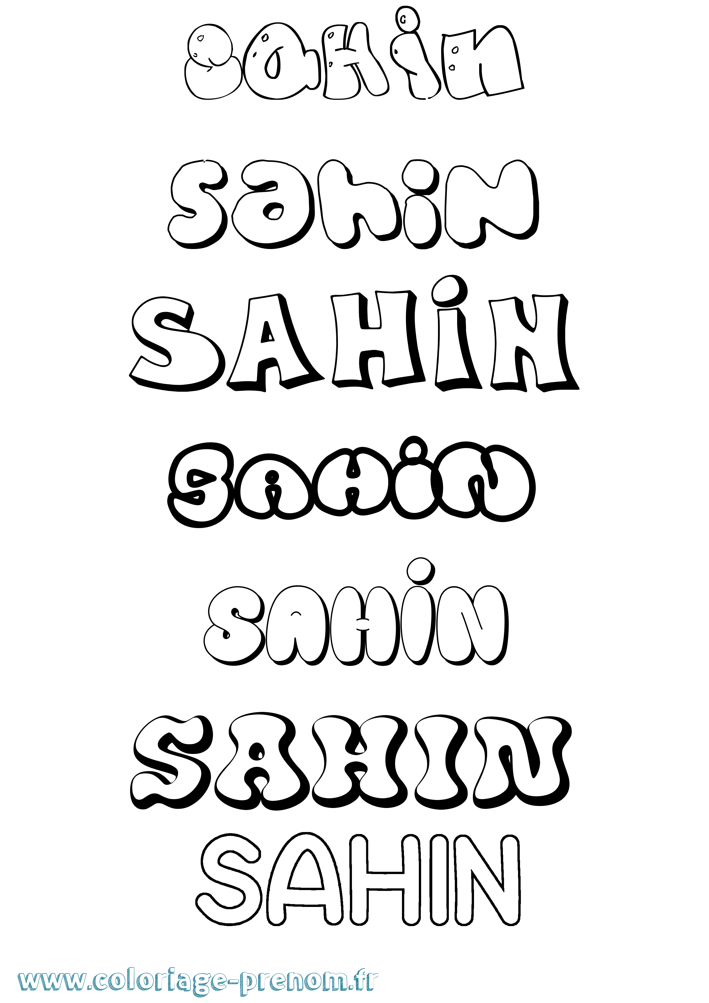 Coloriage Sahin Bubble Coloriage prénom Sahin Bubble
